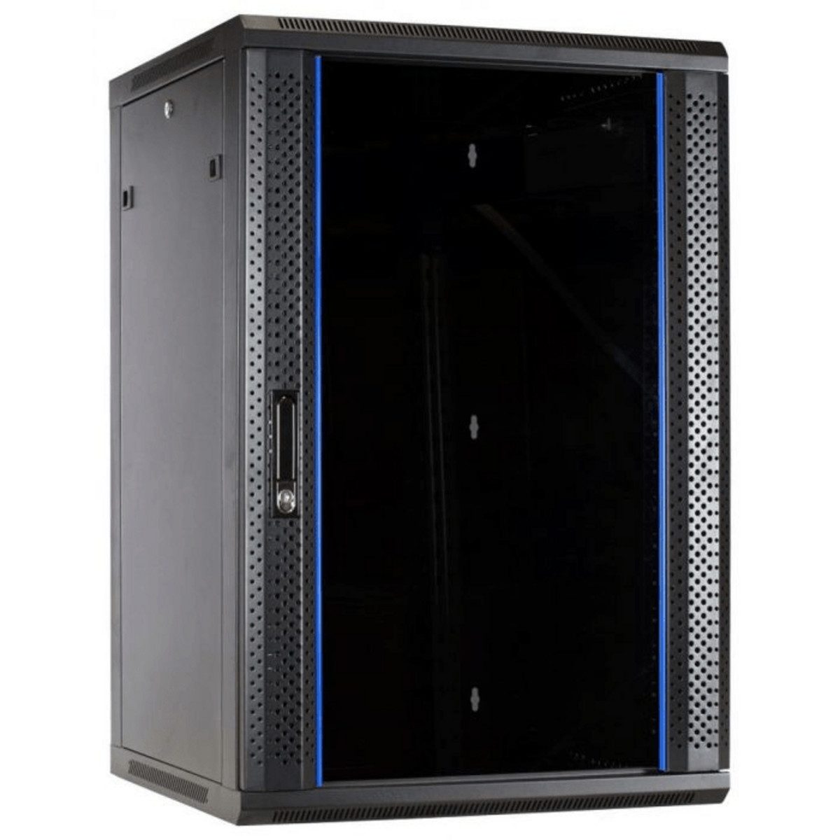 DSIT Wandgehäuse 22 HE Serverschrank, Wandgehäuse mit Glastür (BxTxH) 600 x 600 x, Glas, Schwarz