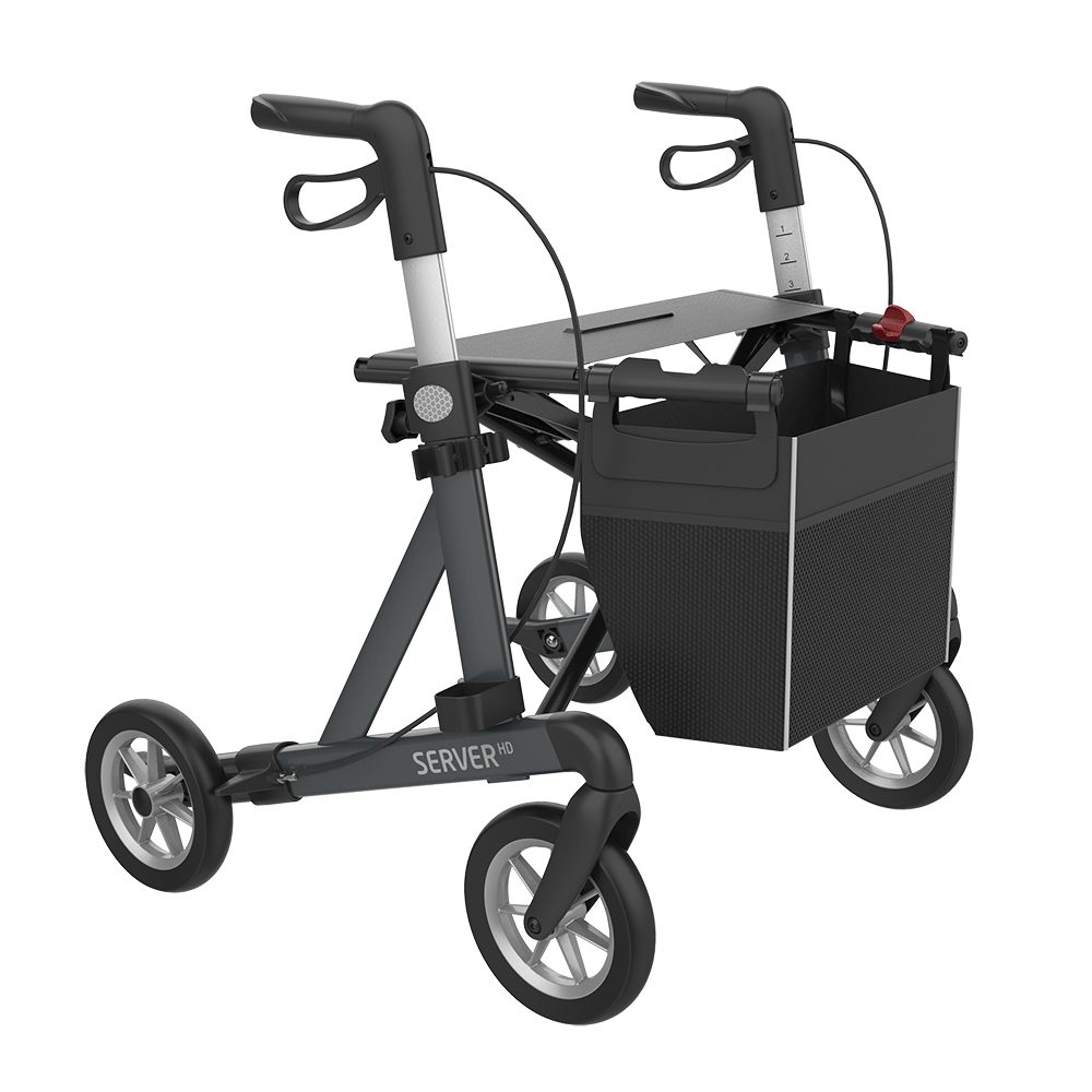 Rehasense Rollator Rehasense Server HD, bis 200kg, PUR Softrädern - Größe M, 8 Jahre Herstellergarantie