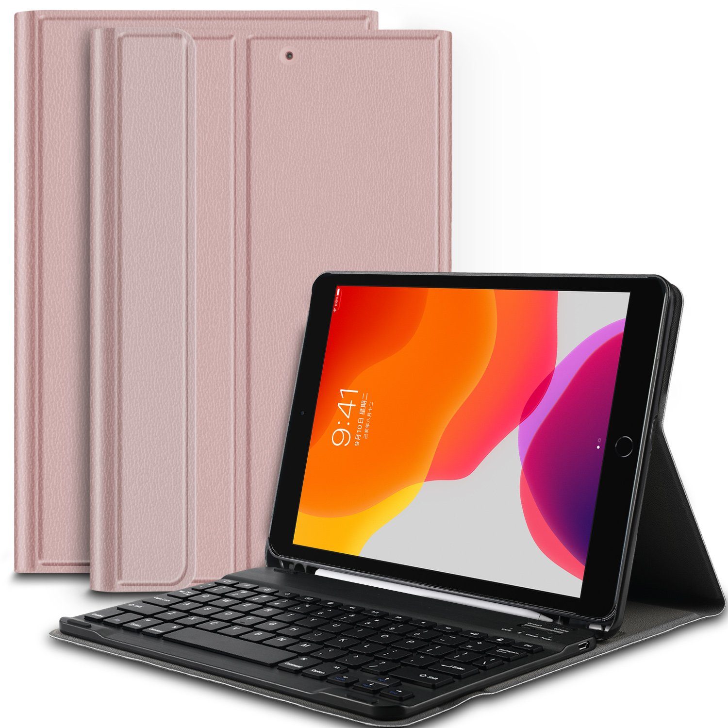 IVSO für iPad 10,2 Zoll (7. und 8. Gen, Modell 2020/2019) Tastatur, iPad  Air 2019(3. Gen) Tastatur Hülle mit Pencil Halter, Tablet-Tastatur  (Bluetooth Abnehmbar QWERTZ Type-C Tastatur)