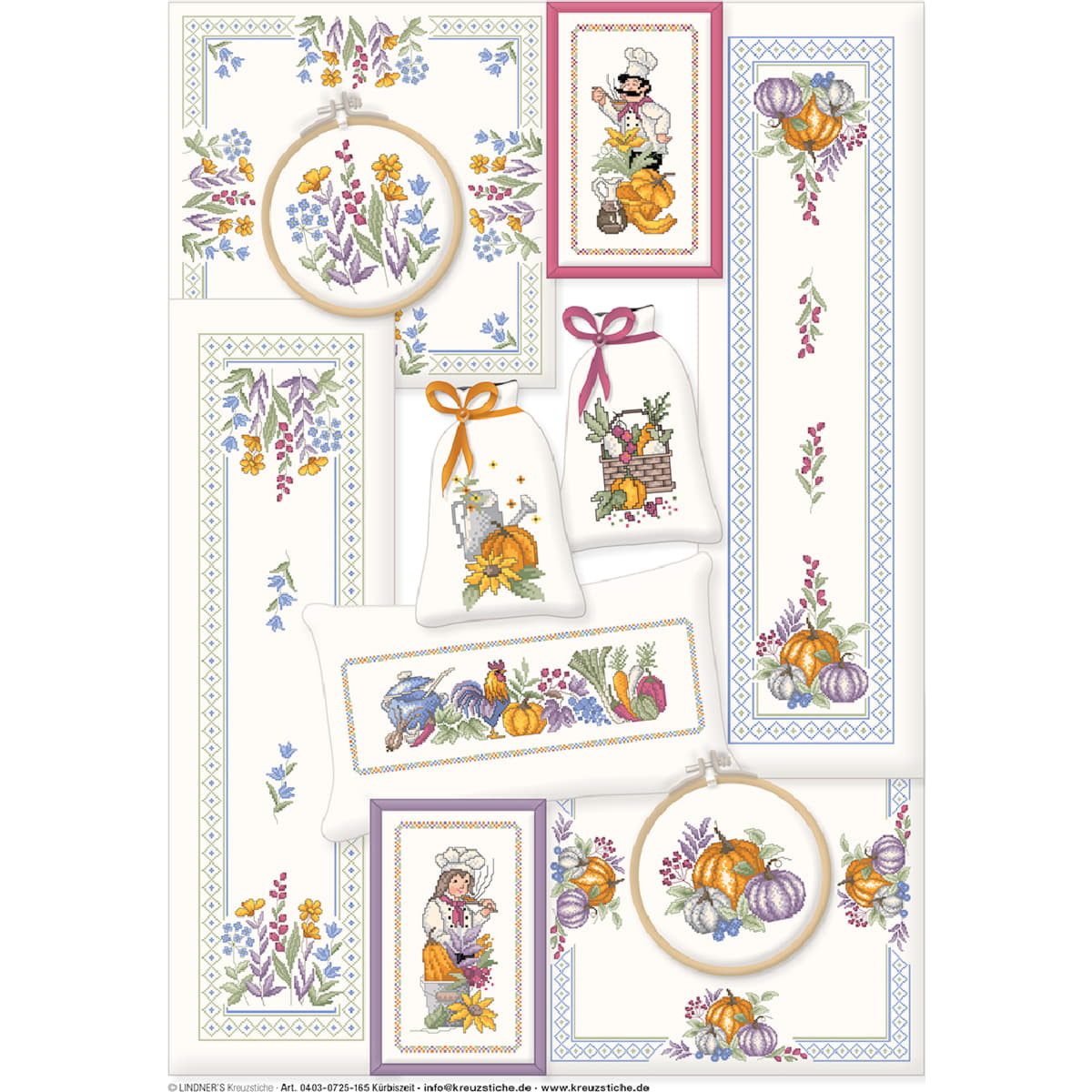 Lindner´s Kreuzstiche Kreativset Lindner´s Kreuzstich Zählmuster Vorlage "Kürbiszeit", 165, (embroidery kit by Marussia)