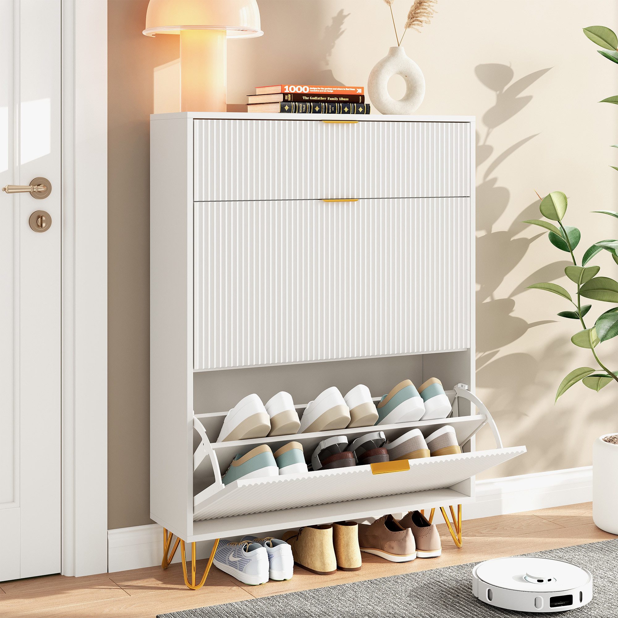PXloue Schuhschrank Schuhregal Schuhkipper mit Kippsicherung (Schuhkommode günstig online kaufen