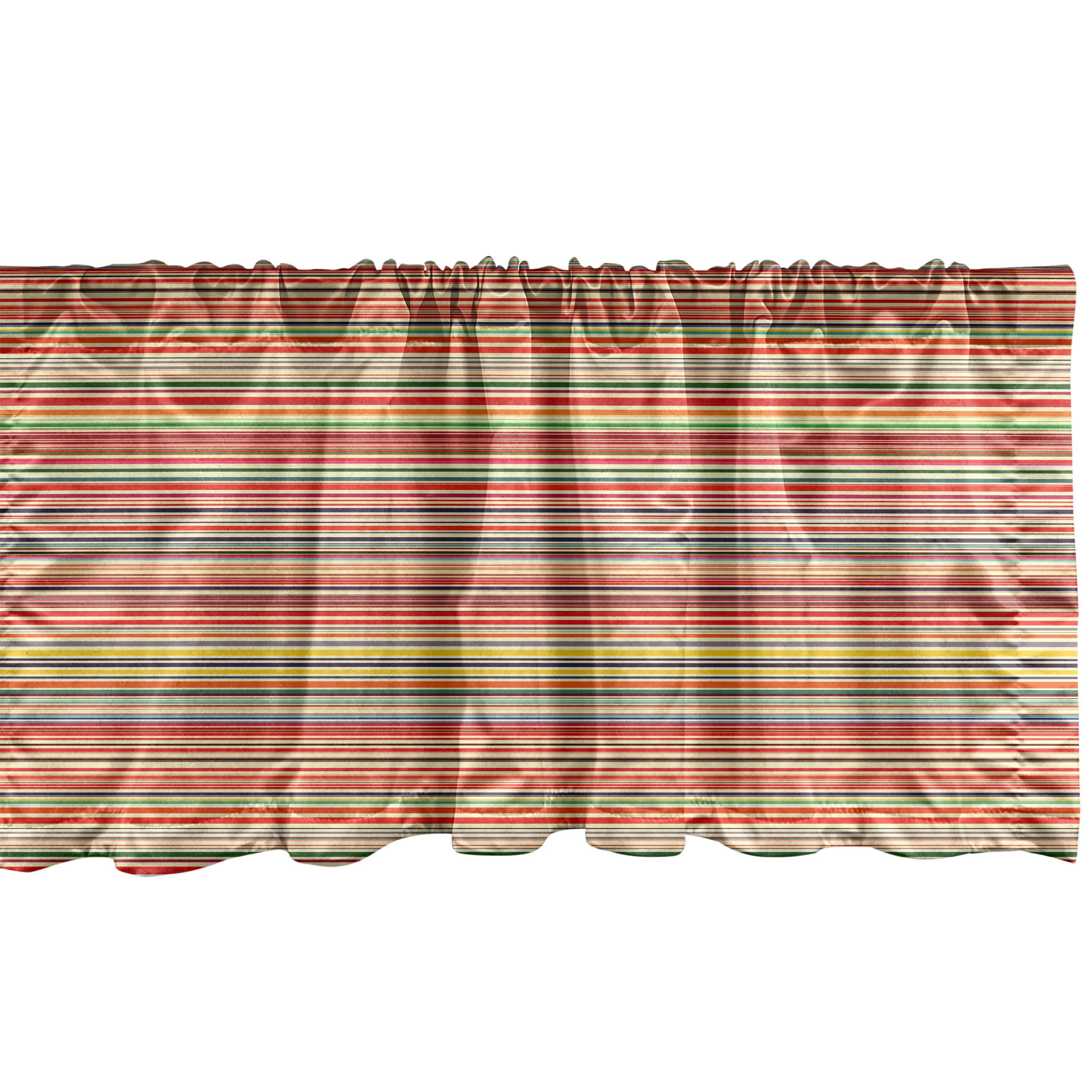 premium Scheibengardine Vorhang Volant für Küche mit Schlafzimmer Dekor Abakuhaus, Streifen Horizontale Stangentasche, Microfaser, Bunt
