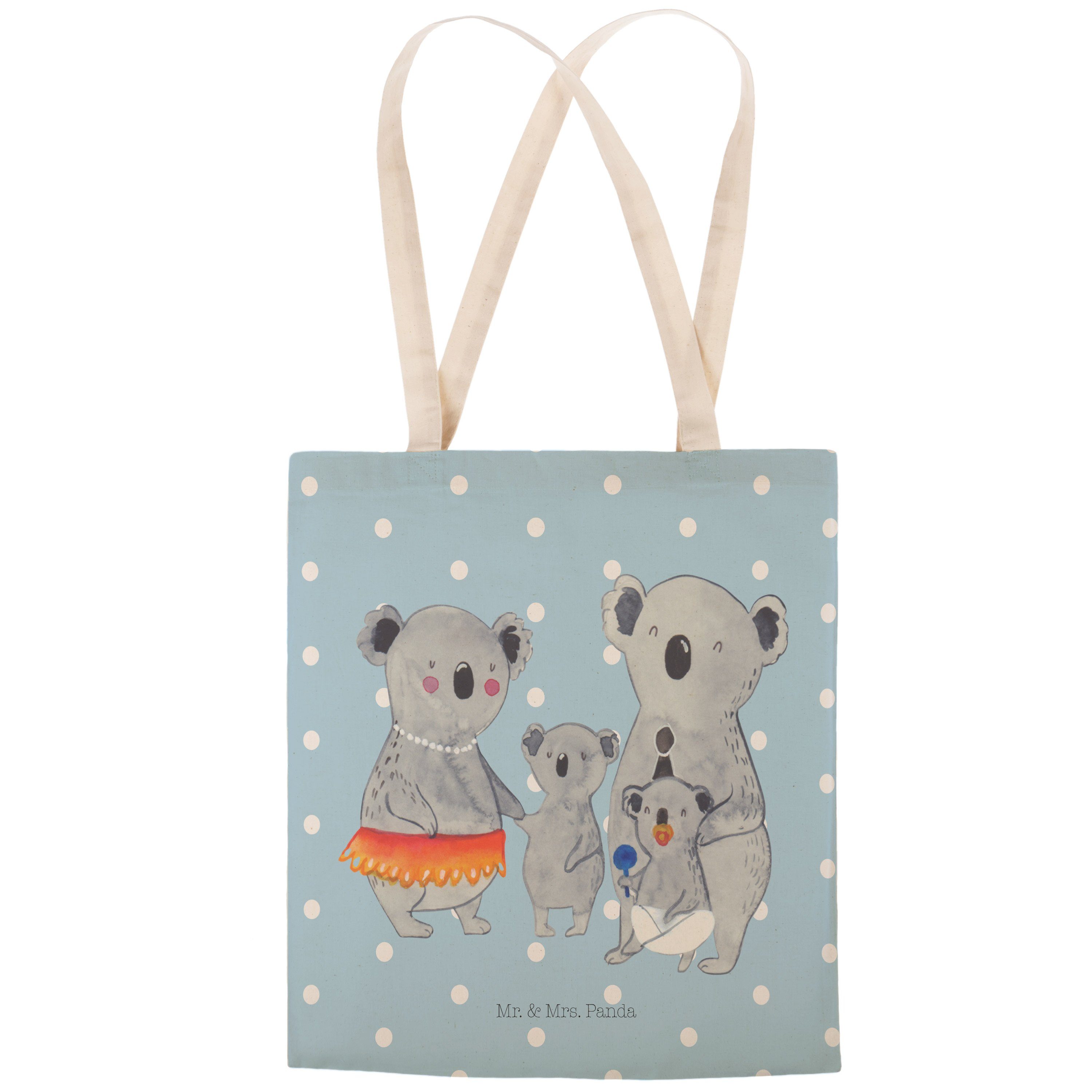 Mr. & - Pastell Koala (1-tlg) Tragetasche Blau - Geschenk, Familie Panda Mama, Baumwol Familienleben, Mrs