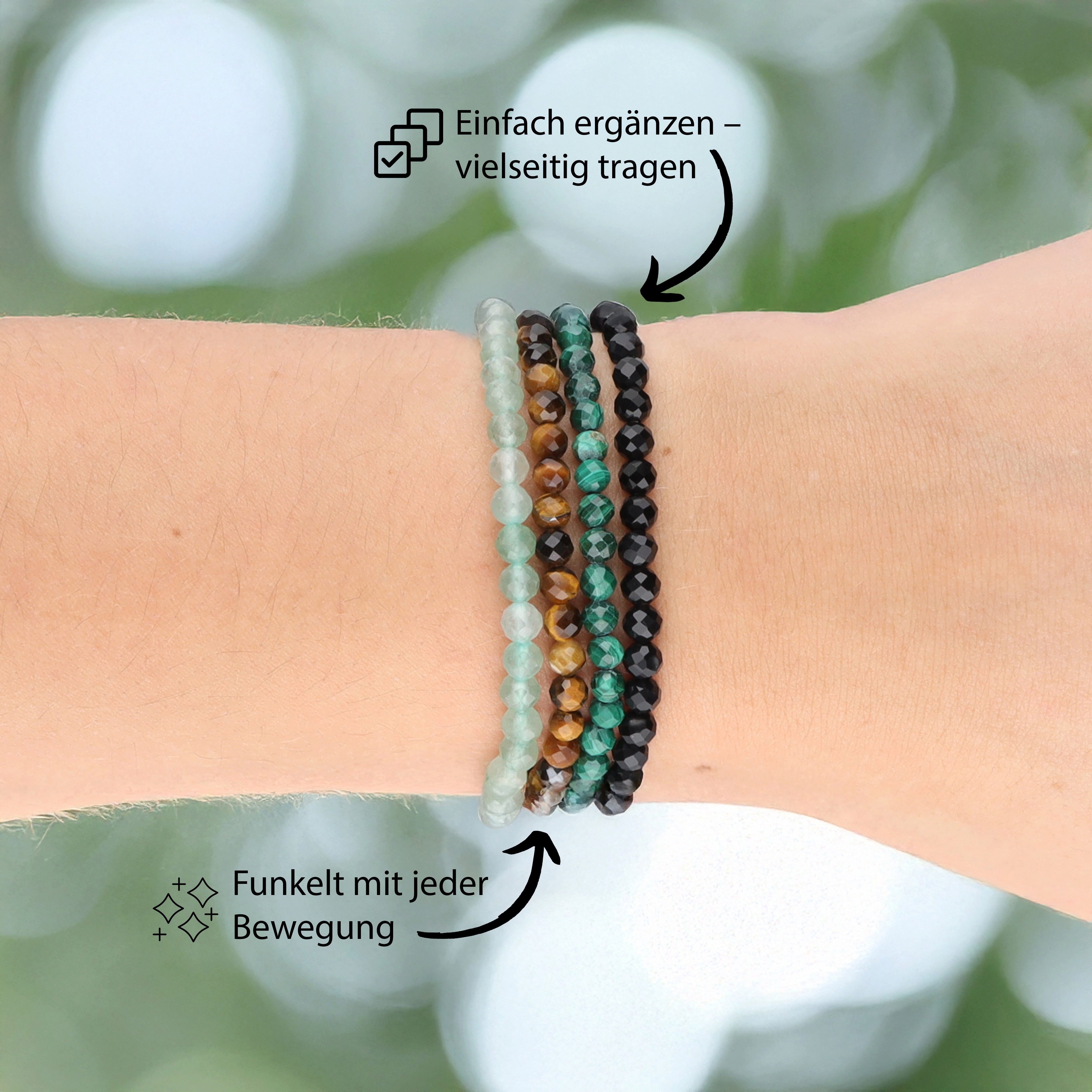 Lebensquelle Plus Armband Tigerauge, facettiertes Armband, 4 mm