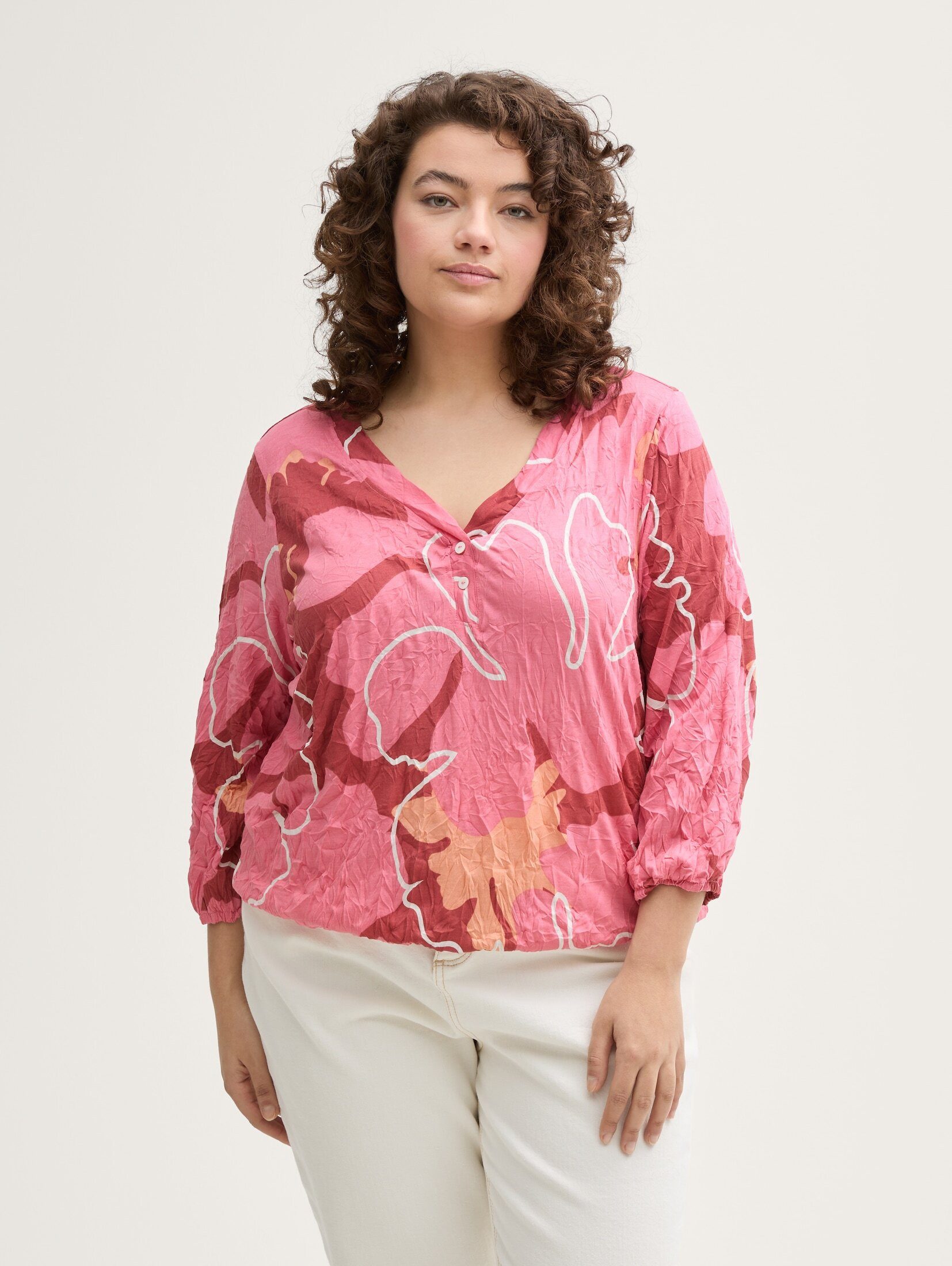 3/4-Arm-Shirt Plus Size - Crinkle Blusenshirt