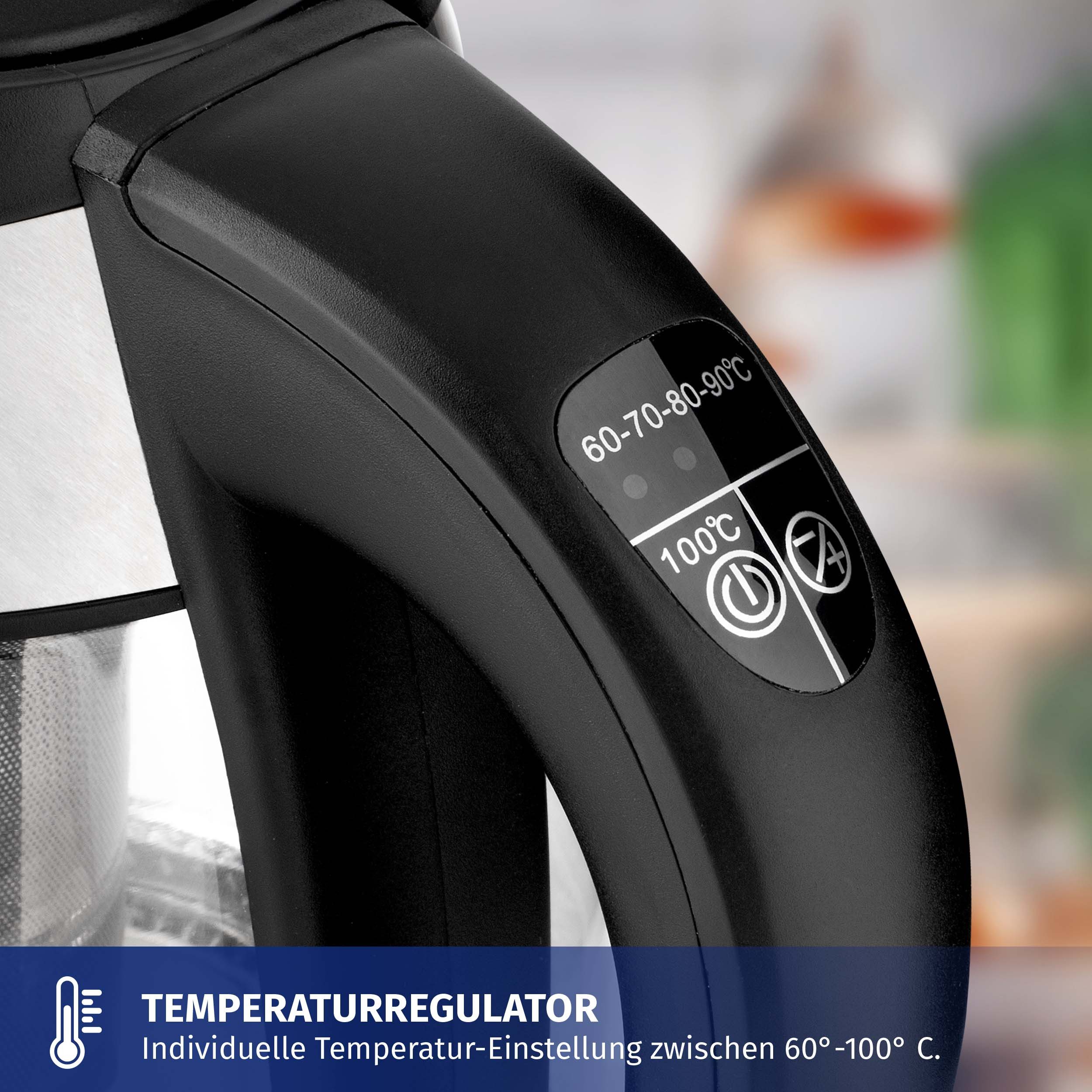 WINLIFE Wasserkocher Glaswasserkocher 1,8L Temperatureinstellung Temperaturwahl 60-100°C, 1.8 l, 2200.00 W, Glas Wasserkocher 2200 Watt mit LED-Temperaturanzeig – Bild 5 von 5