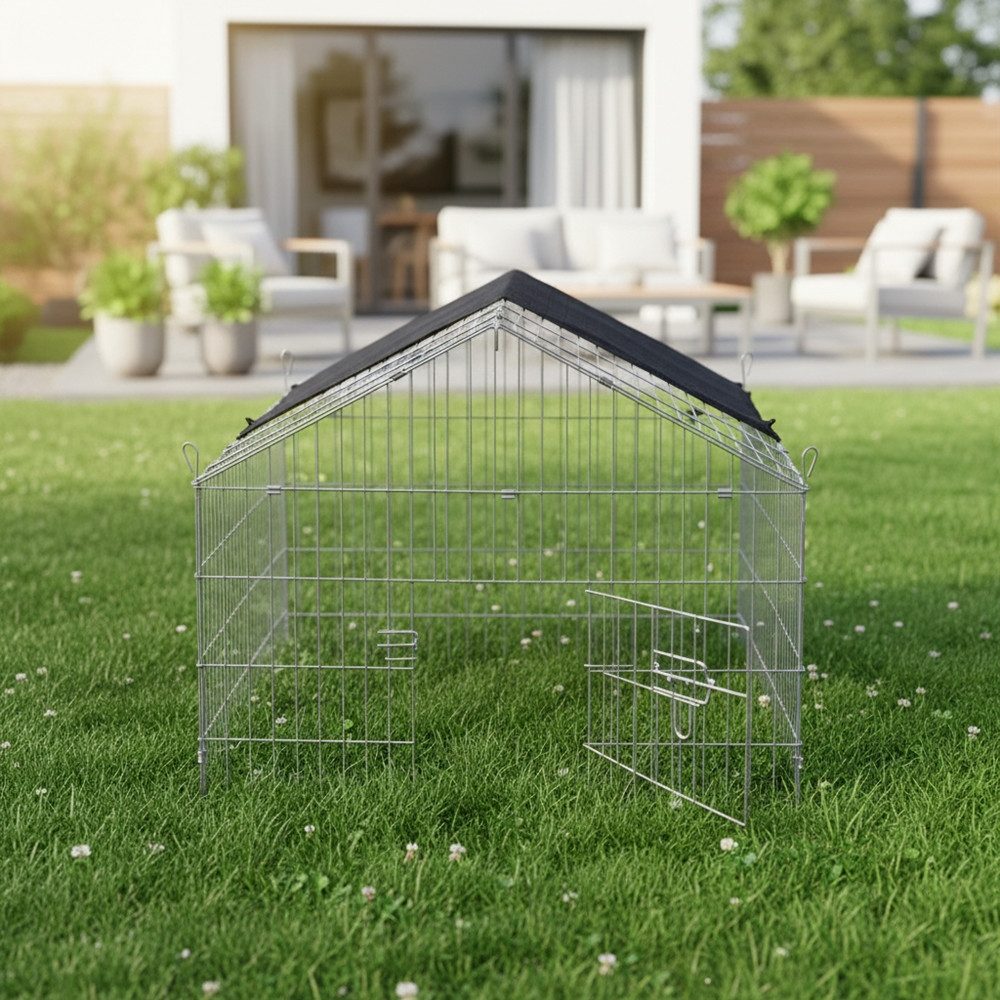 Feel2Home Freigehege Freigehege mit Sonnenschutz Tiergehege Tierlaufstall Freigehege Haus, Praktischer Sonnenschutz