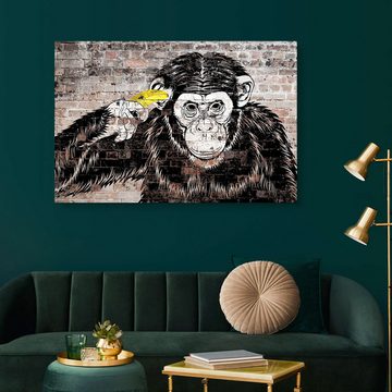 Posterlounge Alu-Dibond-Druck Pineapple Licensing, Banksy - Banana Monkey, Kinderzimmer Modern Illustration
