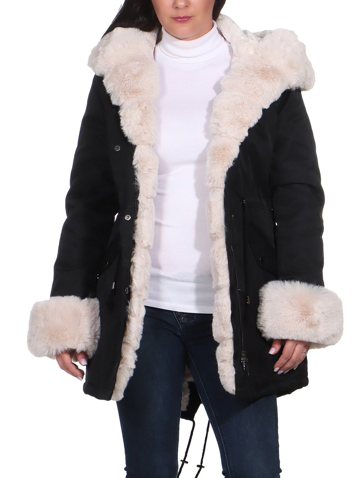 Aurela Damenmode Winterjacke »Warmer Kurzmantel gefütterter Parka für