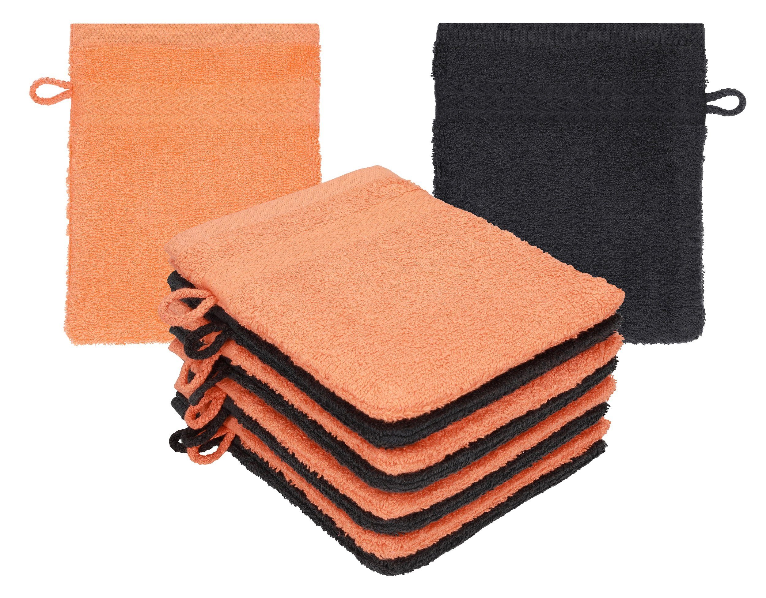 Betz Waschhandschuh 10 Stück Waschhandschuhe Premium 100% Baumwolle Waschlappen Set 16x21 cm Farbe blutorange und graphit (10-tlg)