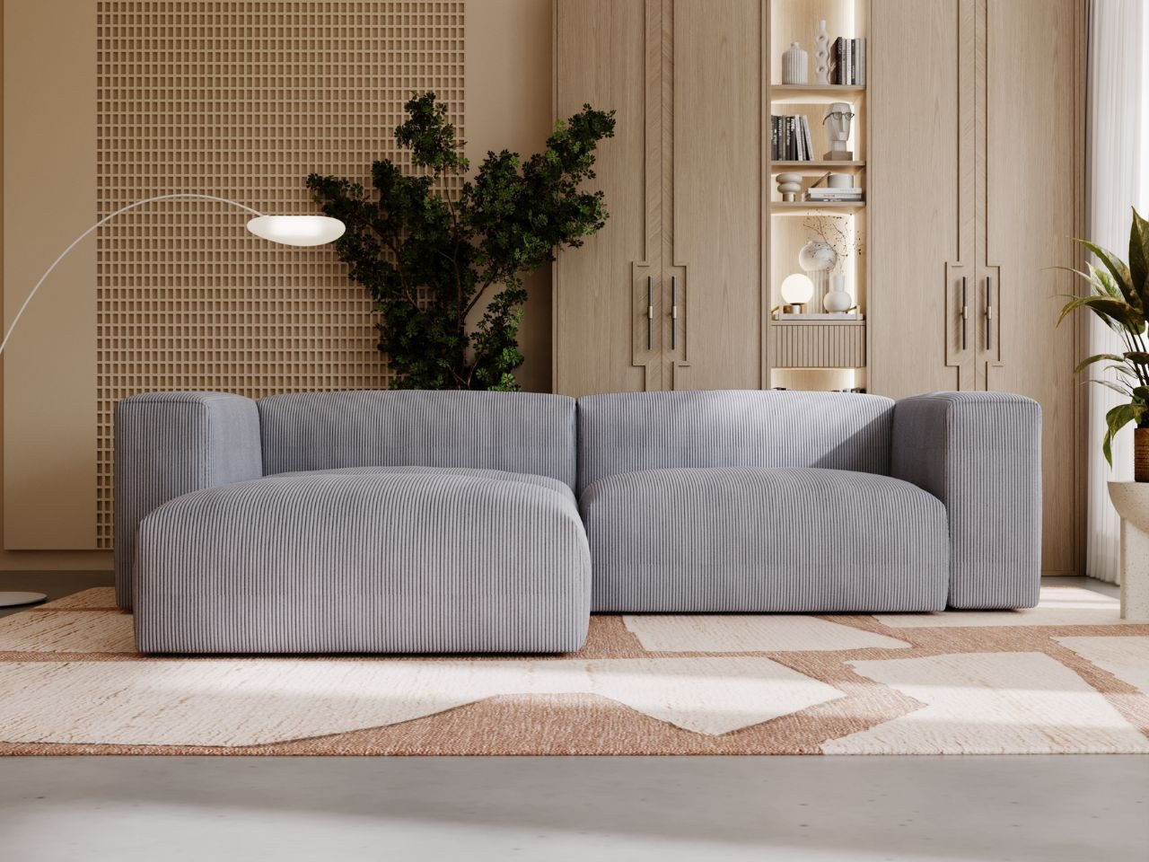 GrainGold Ecksofa L-Form Landi L, Set, Couch, T25-Schaum, Freistehendes, Wellenfedern