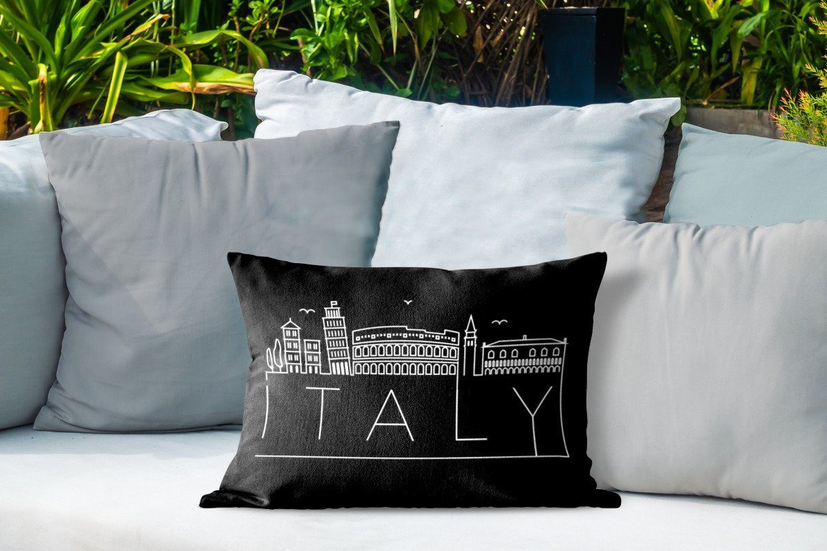 "Italien" Dekokissenbezug, Stadtbild Outdoor-Dekorationskissen, schwarzem Polyester, Hintergrund, Kissenhülle mit MuchoWow Dekokissen