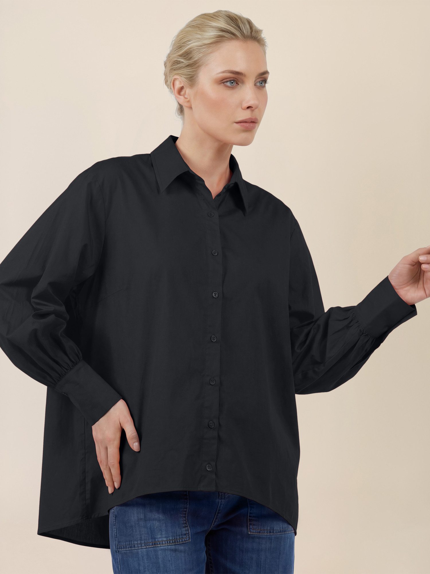 Apart Blusenshirt mit Ballonärmeln und Hemdkragen