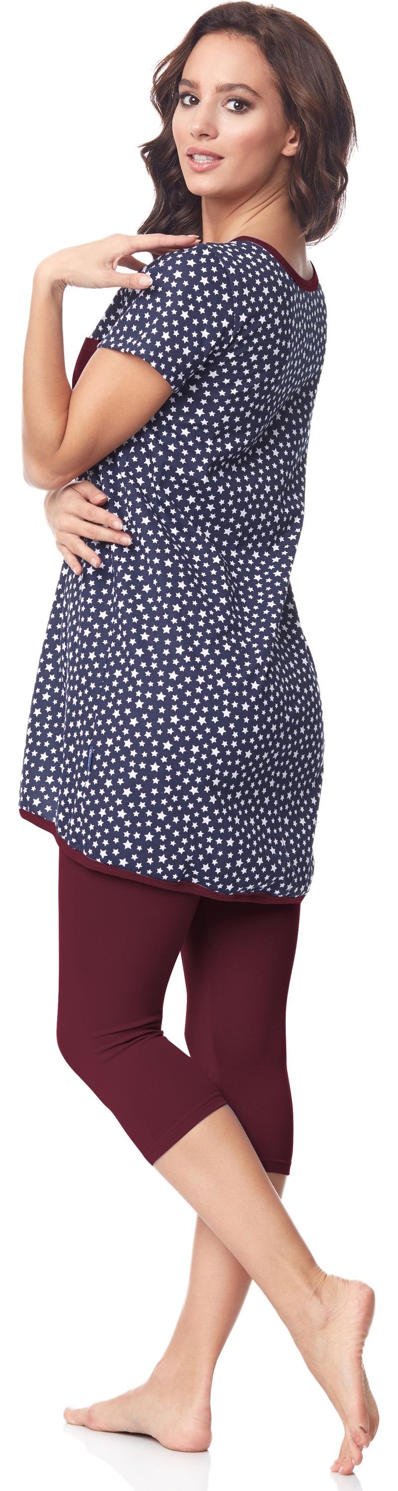 Be Mammy Umstandspyjama Damen Kurzarm Pyjama mit Stillfunktion BE20-177 günstig online kaufen