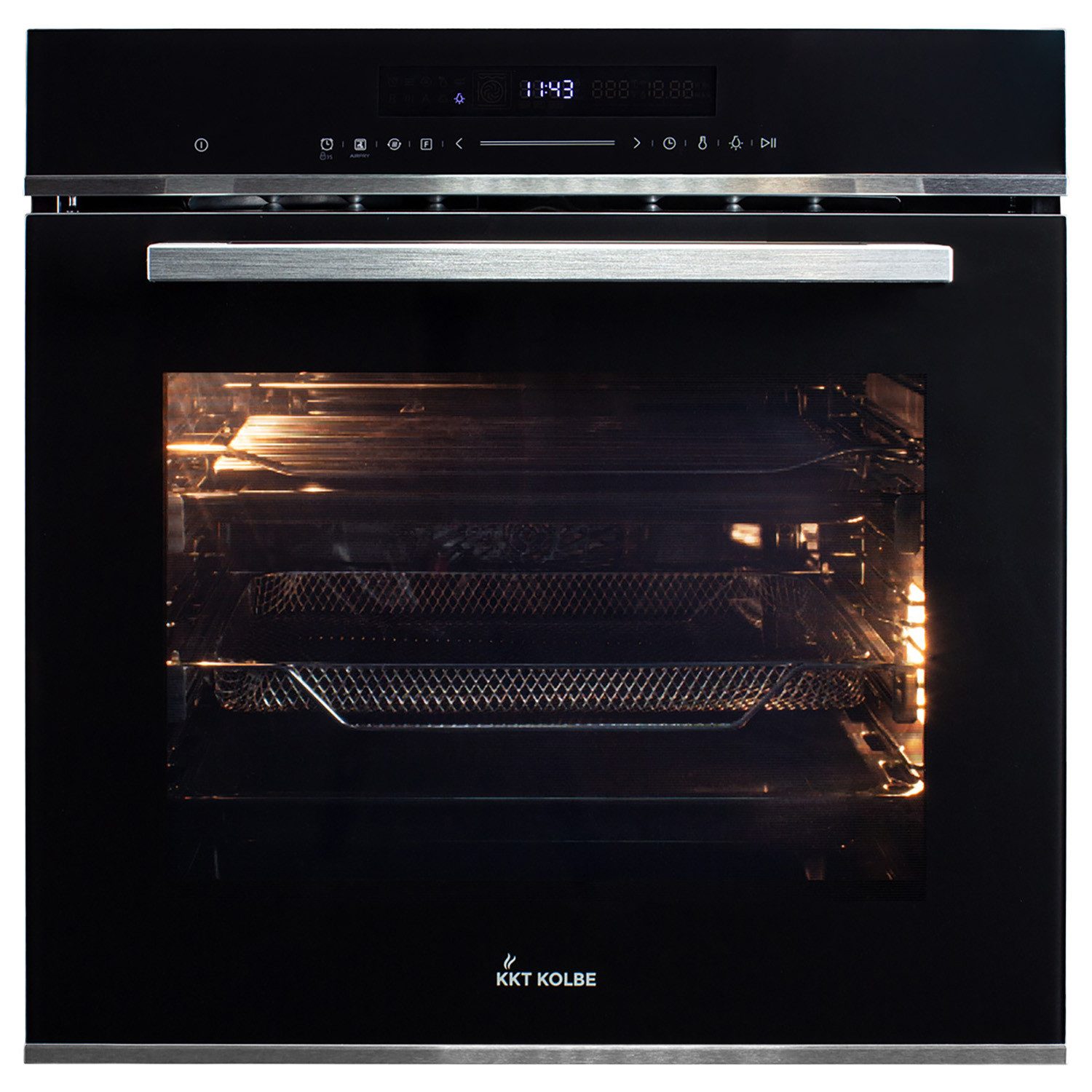 KKT KOLBE Einbaubackofen Airfryer Backofen Elektroherd EB8017ED mit Heißluftfritteuse, mit 2-fach Teleskopauszug, DampfClean, Katalytische Platten, 60cm / Einbaubackofen / Heißluft / Kochmulde / Katalyse-Reinigung