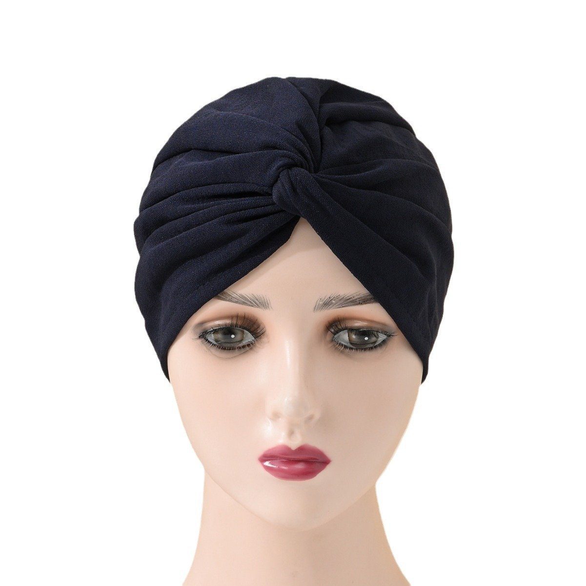 L.Ru UG Turbanmütze Damen-Turban-Mütze mit gekreuzter Stirn, einfarbig, Twist-Mütze (1-St) einfarbige Turbanmütze