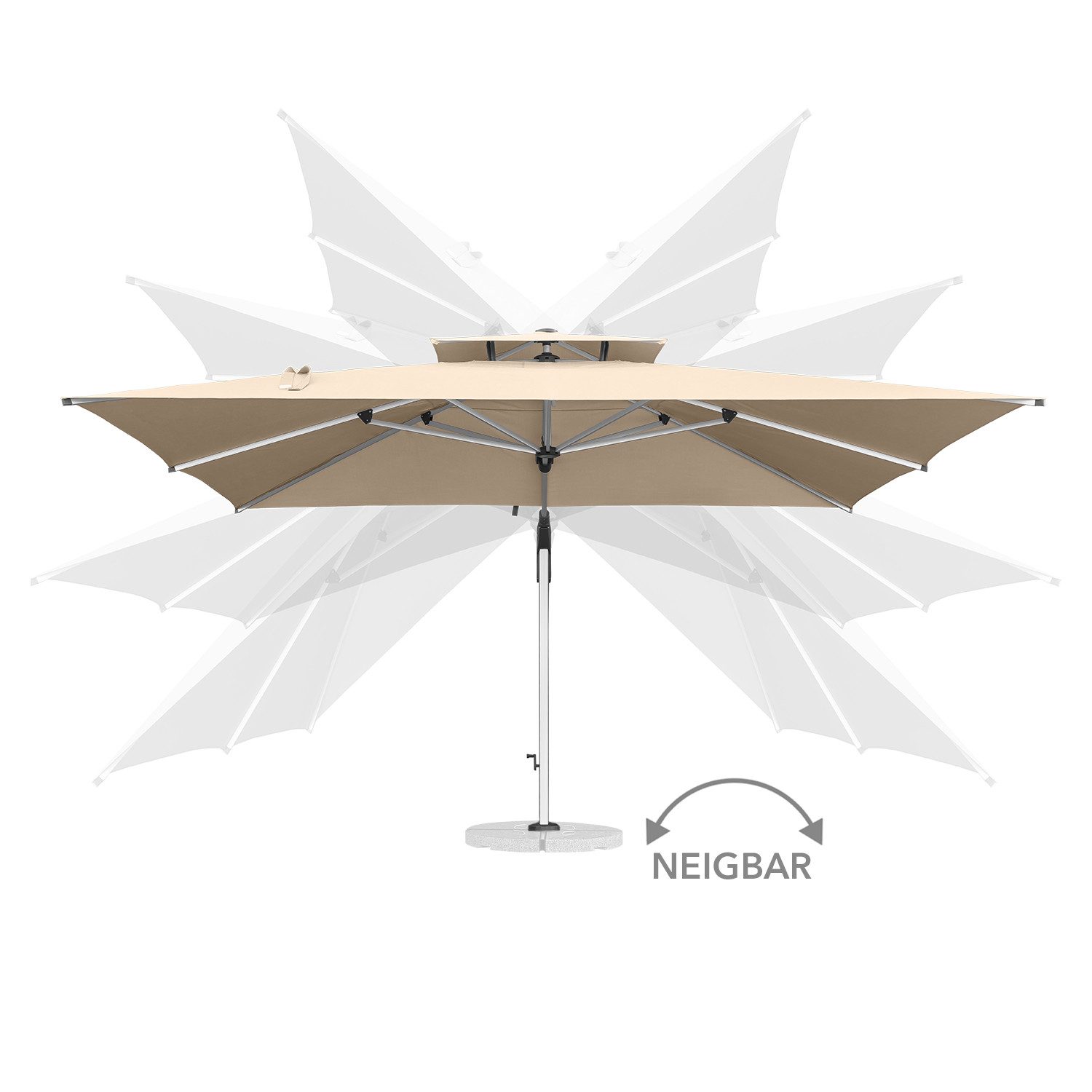 anndora-sonnenschirm Ampelschirm aus Aluminium 4x4 Meter mit Sonderstoff, LxB: 400x400 cm, 360° Drehmechanismus - wasserabweisender Stoff - Winddach