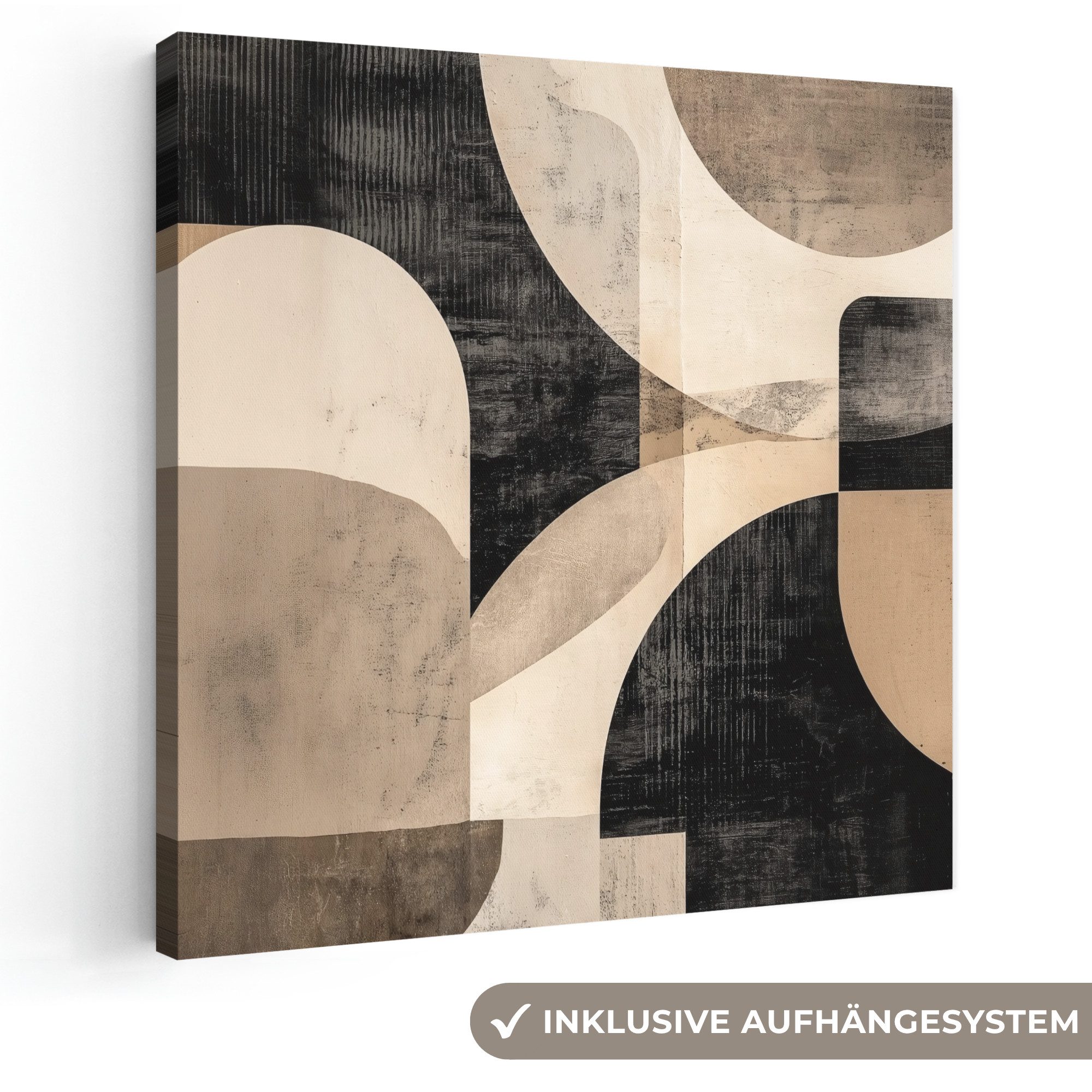 OneMillionCanvasses® Leinwandbild Abstrakt - Formen - Modern - Beige, Fotodruck (1 St), Wandbild, Deko Schlafzimmer Wohnzimmer Flur 20x20 cm
