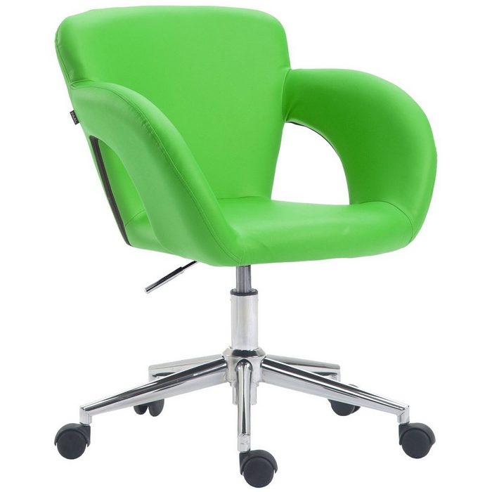 TPFLiving Bürostuhl Eddy mit bequemer Rückenlehne - höhenverstellbar und 360° drehbar (Schreibtischstuhl Drehstuhl Chefsessel Bürostuhl XXL) Gestell: Metall chrom - Sitzfläche: Kunstleder grün