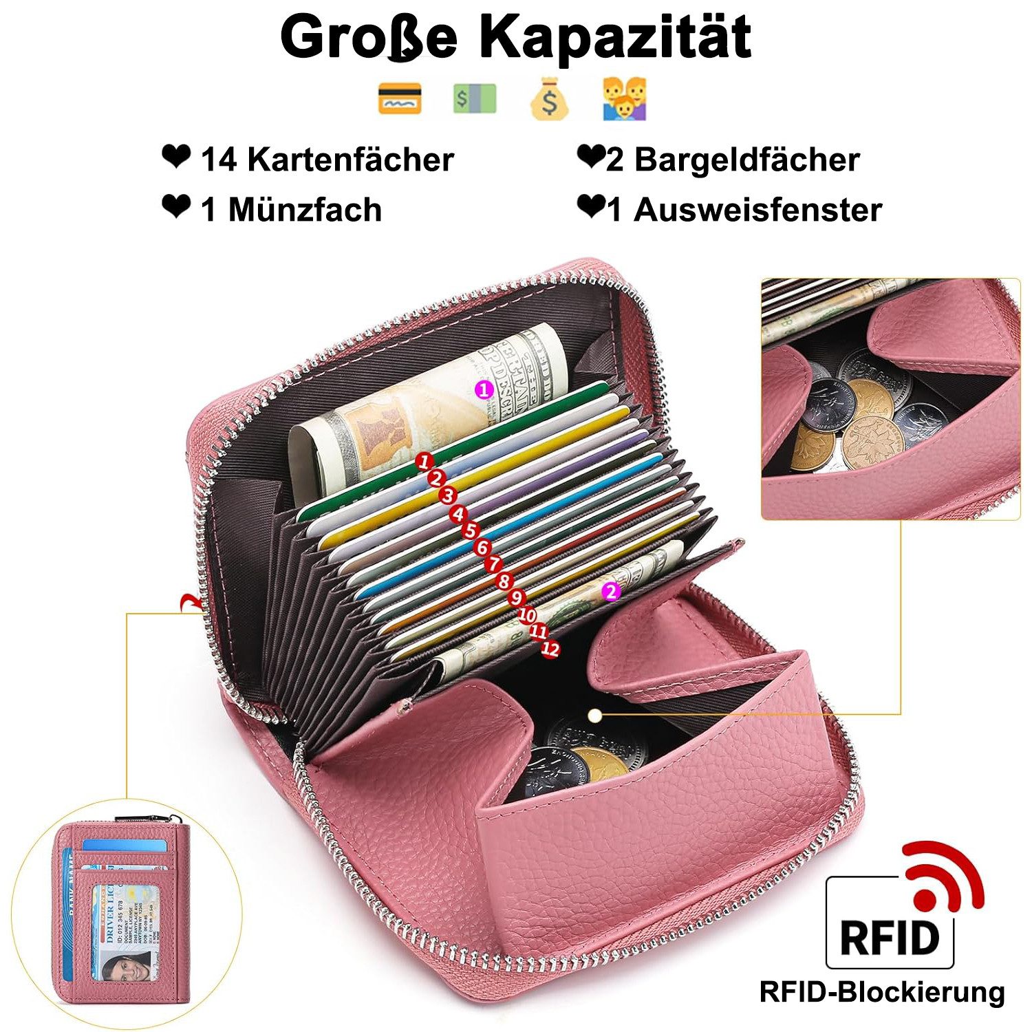 REDOM Geldbörse Damen Geldbeutel Geld Beutel Portemonnaie Portmonee Weich K günstig online kaufen