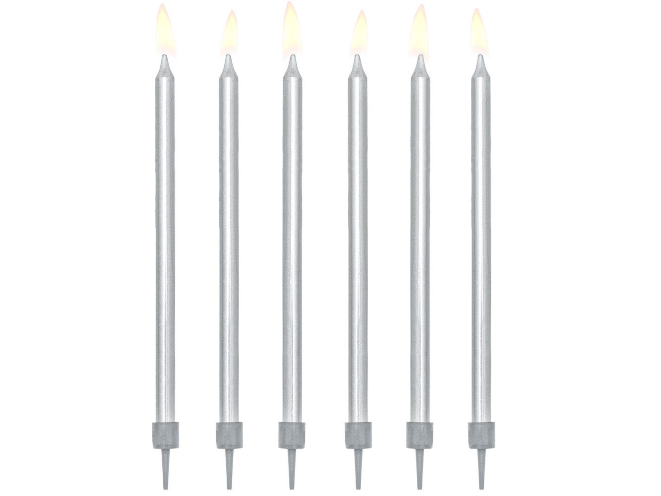 partydeco Geburtstagskerze, Geburtstagskerzen mit Halter 12.5cm silber 12er Set