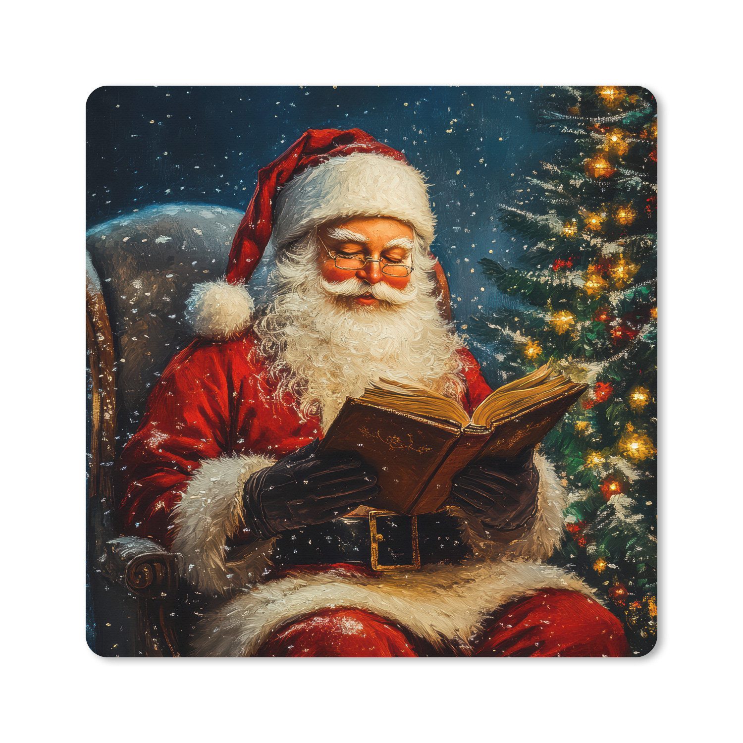 MuchoWow Mauspad Weihnachtsmann - Weihnachten - Winter - Weihnachtsbaum (1-St), Mauspad groß, Zubehör für Gaming Zimmer, Desk Mat, 80x80 cm
