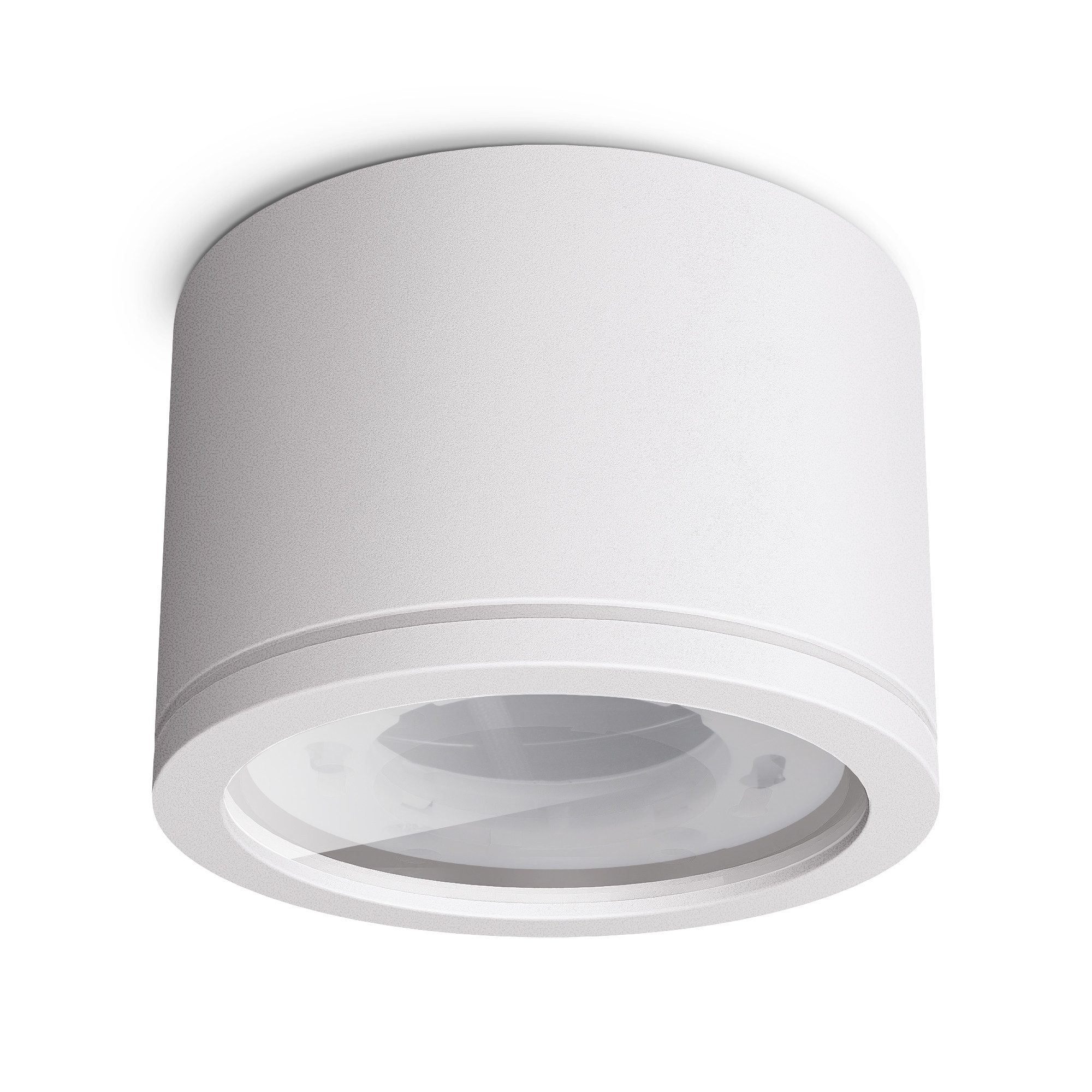 linovum LED Aufbaustrahler NUHA Bad Aufbaustrahler weiß rund IP44 mit Fassung für 1x GX53 Lampe