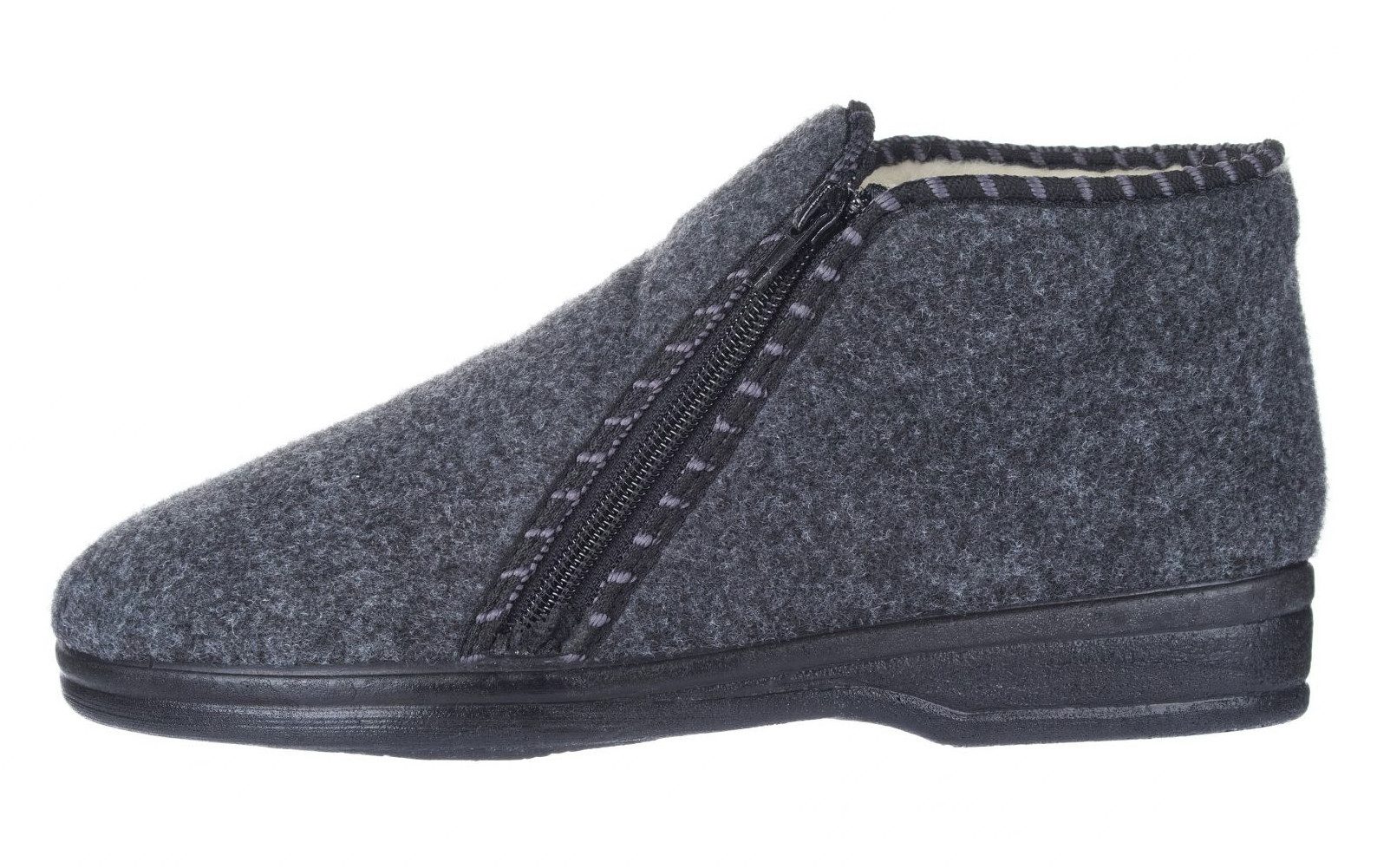 zelbut Herren Winter Filz Hausschuhe Schafwolle Hausstiefel Hüttenschuhe Reißverschluss