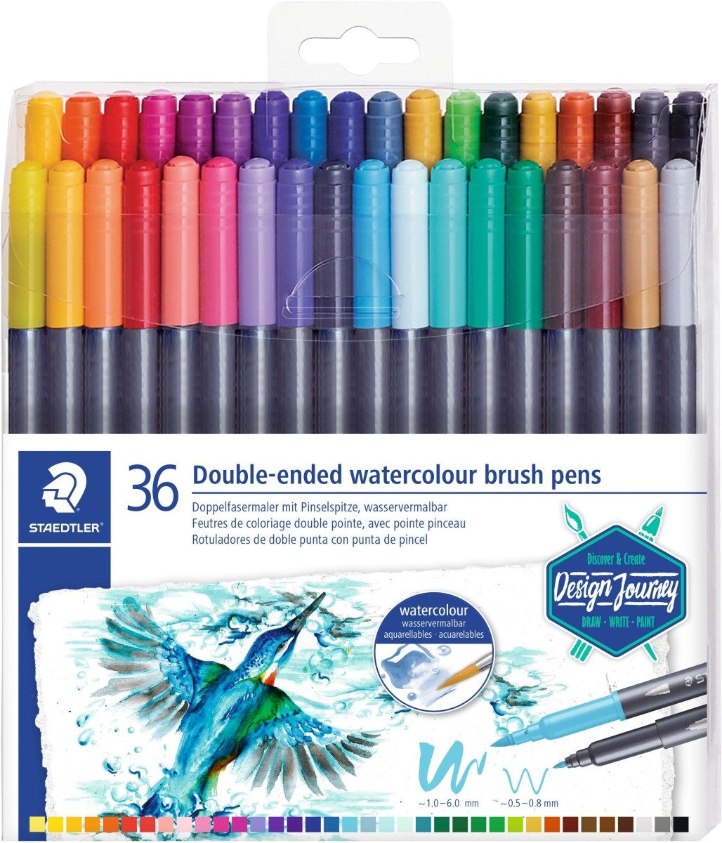 STAEDTLER Filzstift Doppelfasermaler marsgraphic duo Pinselspitze VE=36 Stück (6 Stück)