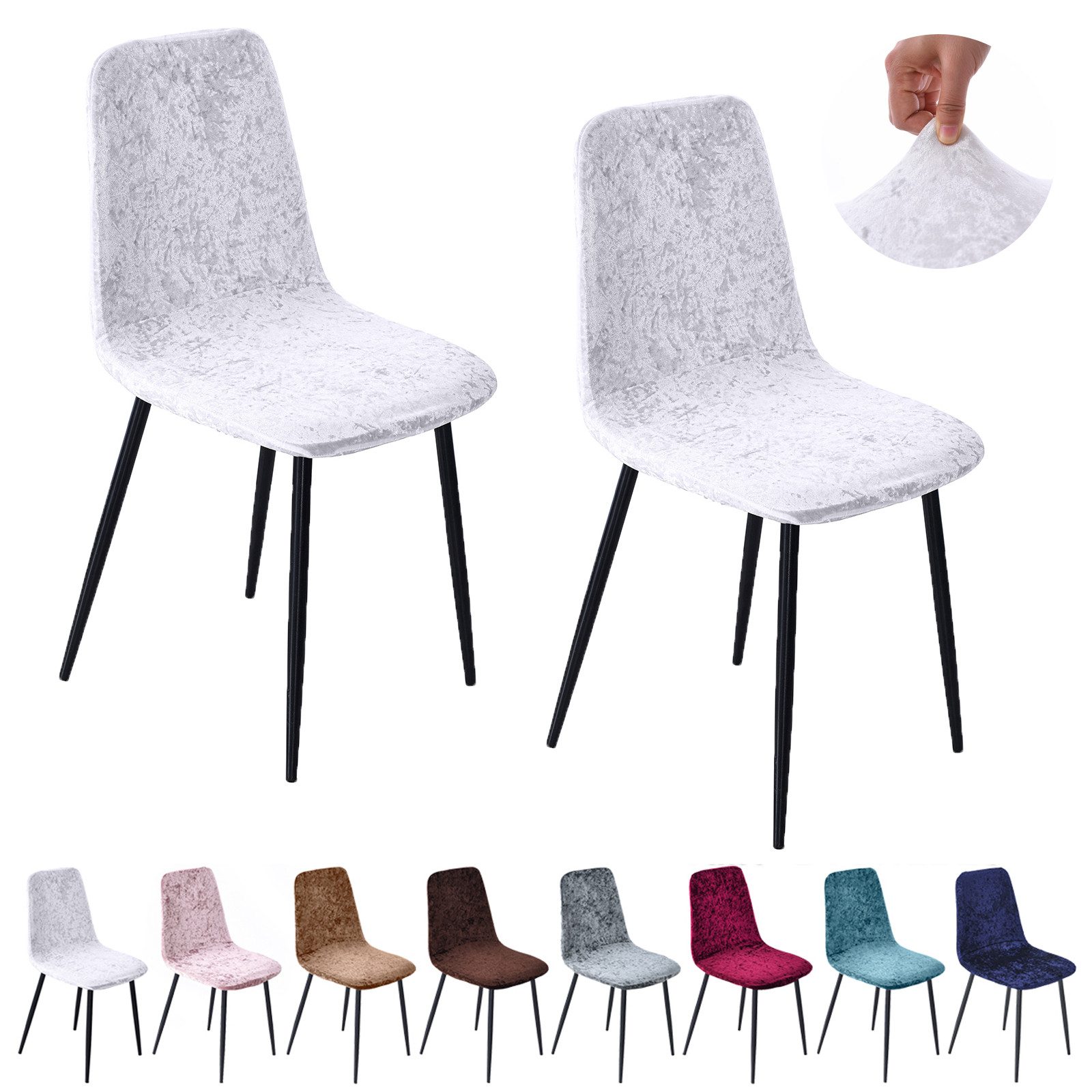 Jibenhome Stuhlbezug Stuhlhussen Samt, Einfarbig, Stretch,Schalenstuhl Abdeckungen, ohne Armlehnen