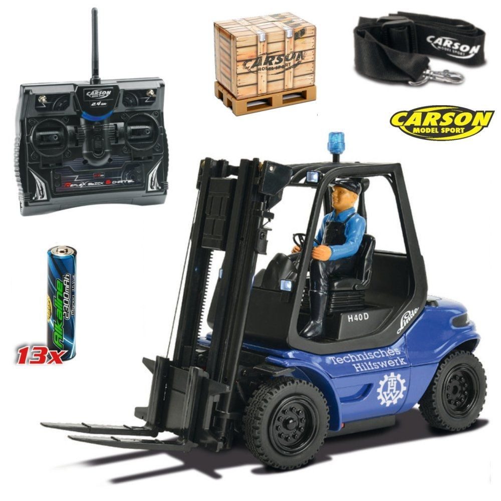 Carson THW Linde H40D Stapler Forklift Gabelstapler 1:14 100% RTR 2.4G RC-Ladegerät