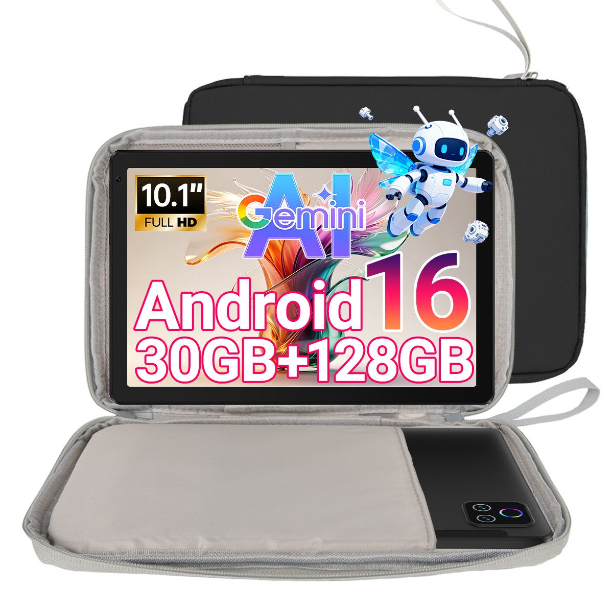 BUFO 10 Zoll, 128GB+1TB Erweiterbar, 1280x800 IPS HD, Wifi 6, Android 16 Tablet (10", 128 GB, Android 16, WiFi 6)