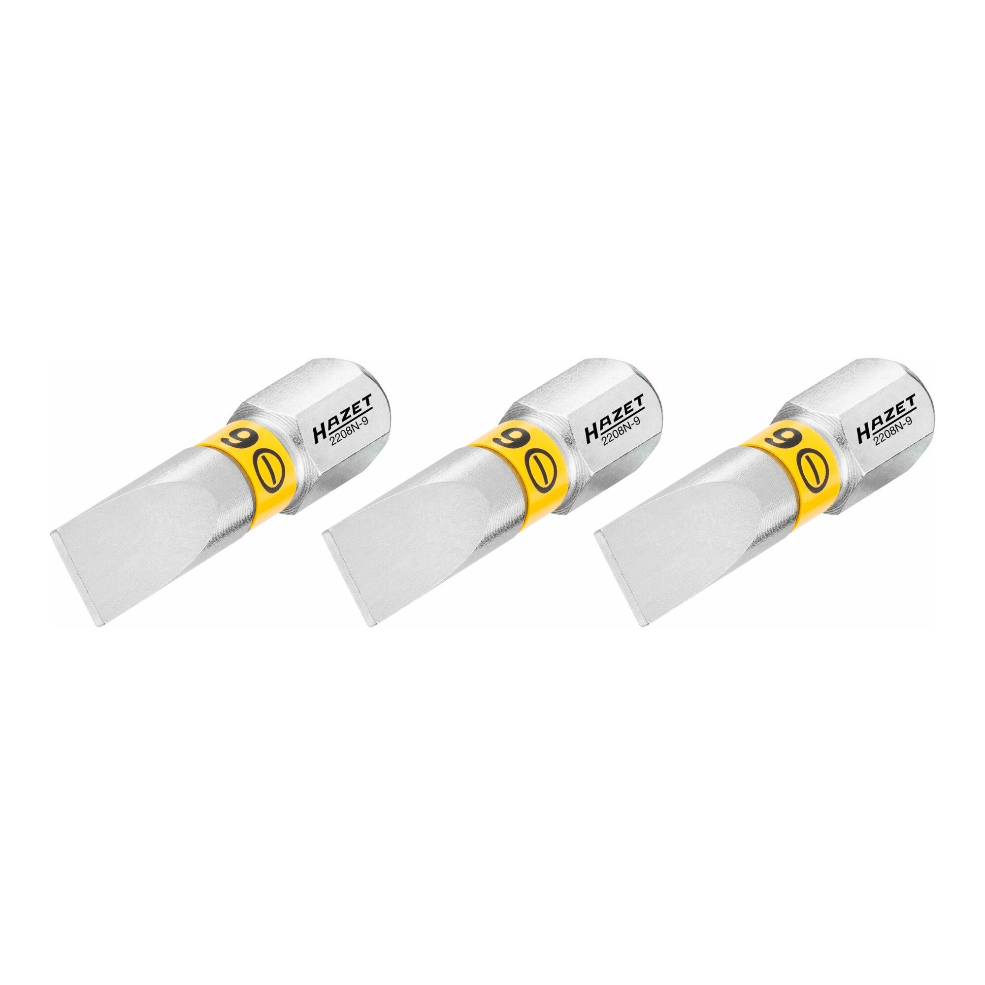 HAZET Bit-Set HAZET Bit 2208N-9/3, Sechskant massiv 6,3 (1/4 Zoll), Schlitz Profil