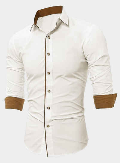 JMIERR Businesshemd Herren Hemd Langarm Business Hemd Freizeithemd Formelle S-2XL (als Jacke offen oder Hemd zugeknöpft zu tragen)