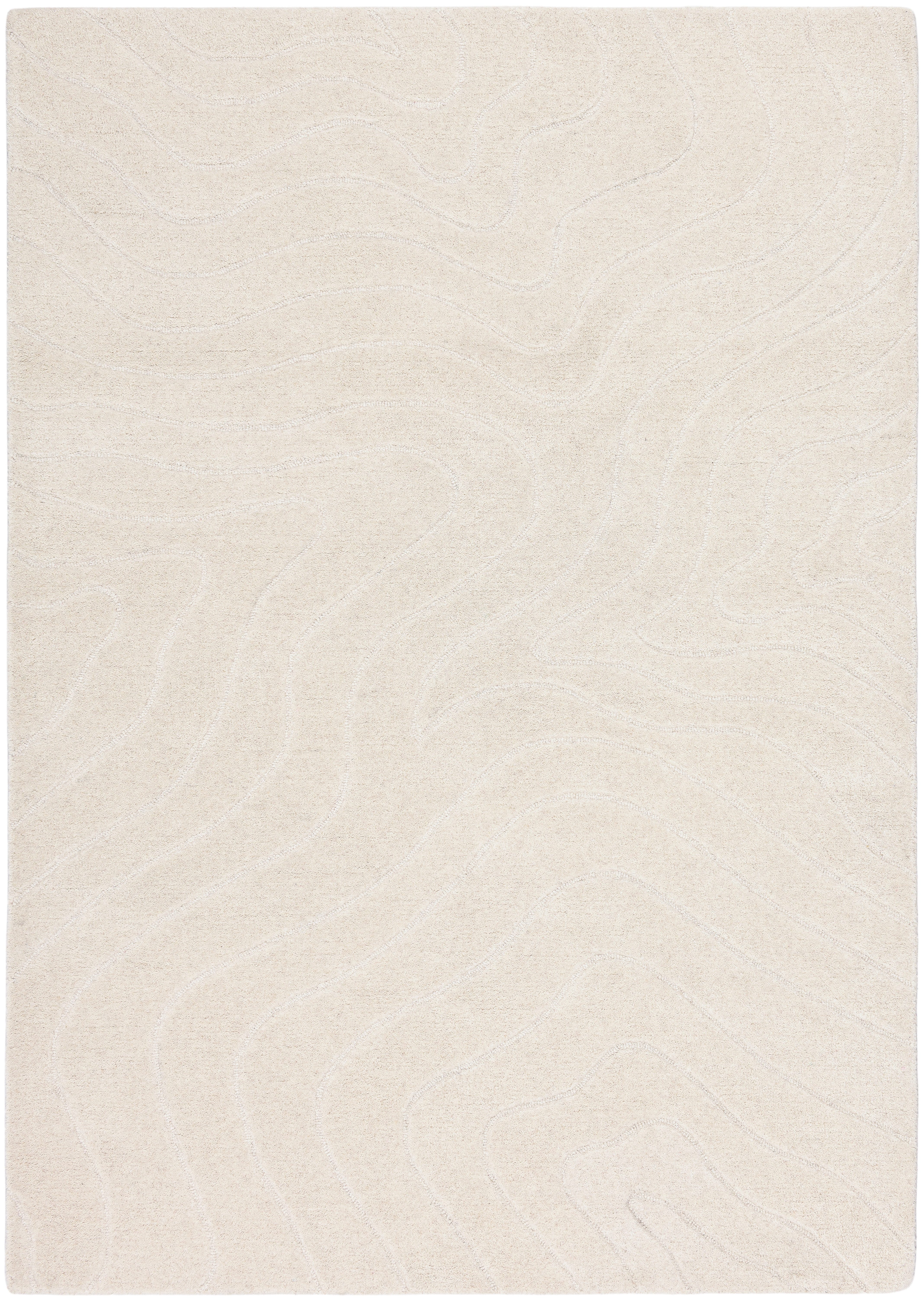 LeGer Home by Lena Gercke Wollteppich Zarrah, mit Wellendesign, Linienmuster, rechteckig, Höhe: 14 mm, reine Wolle, modern, Scandi, Wohnzimmer, Schlafzimmer, Esszimmer. Reduzierter Preis € 563,99. Unverbindliche Preisempfehlung € 954,99