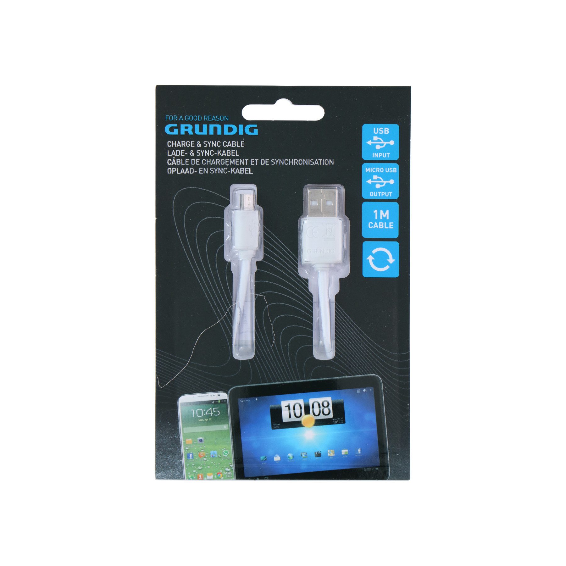 Grundig GRUNDIG, Ladekabel, USB-A auf USB-Micro-B, 1m, weiß USB-Kabel