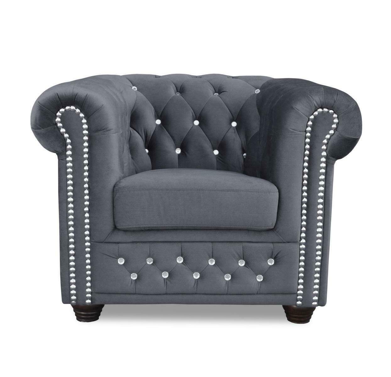 JVmoebel Sessel, Couchen Chesterfield Sessel Fernseh Couch 1 Sitzer Sofa Textil Stoff Polster Neu