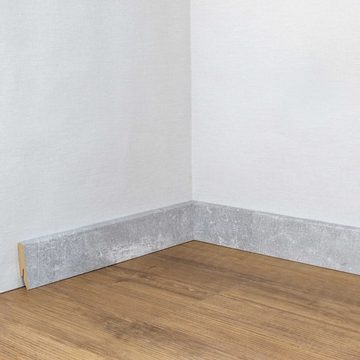 PROVISTON Sockelleiste MDF, 18 x 58 x 2500 mm, Granit, Fußleiste, MDF foliert