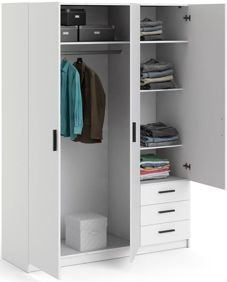 Home affaire Kleiderschrank Sprint, viel Stauraum, robuste Qualität, 3 Breiten 98, 147, 195 cm Breite 98,5/147 oder 195,5 cm, je mit Einlegeböden und Kleiderstange