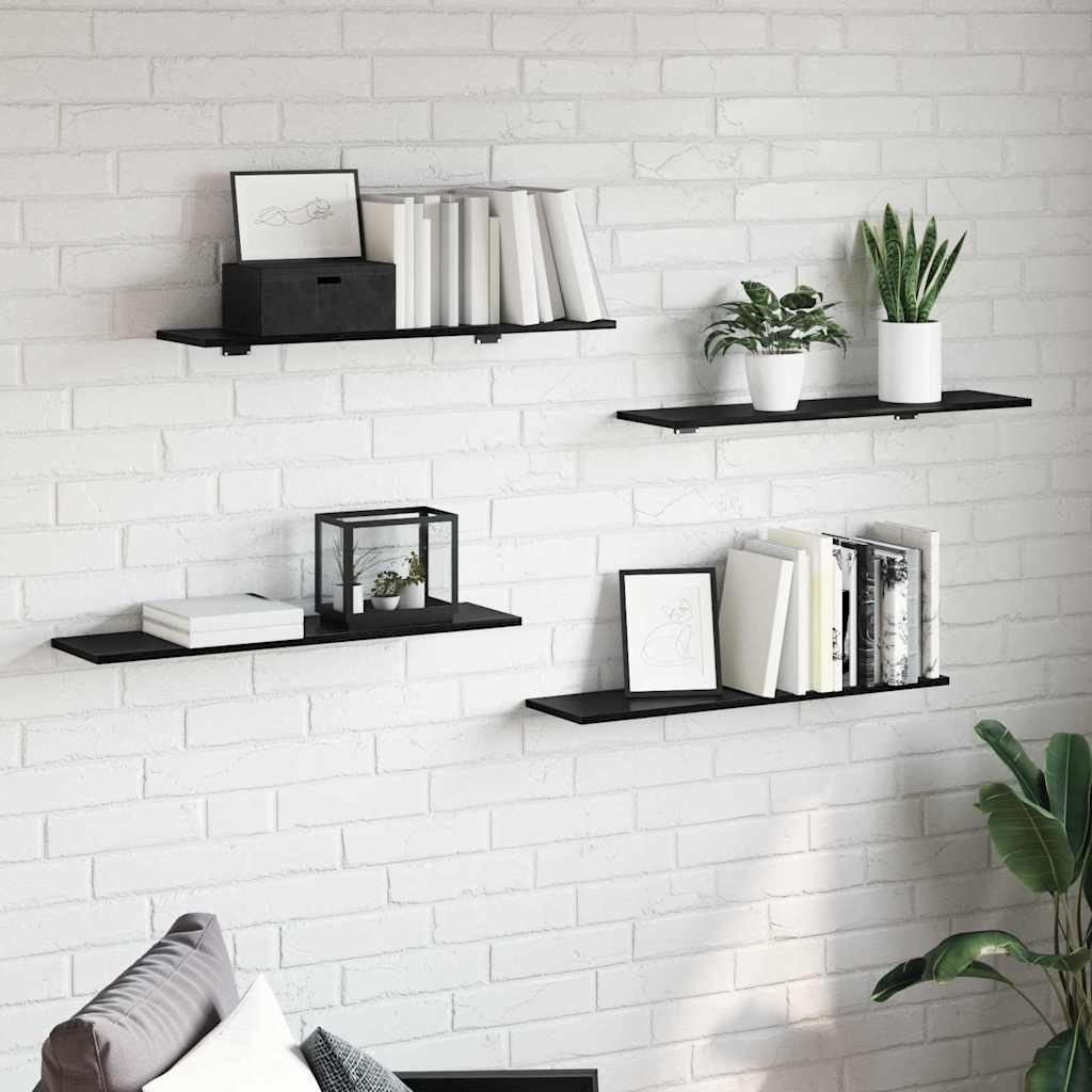 vidaXL Bücherregal Regalbrett 4 pcs Schwarz günstig online kaufen