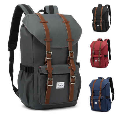 TAN.TOMI Rucksack Rucksack Groß Damen Herren Freizeitrucksack im Retro Design Reiserucksack mit 15" Notebook Fach Lässiger Tagesrucksack viele Fächer Wanderrucksack Schulrucksack Schultasche