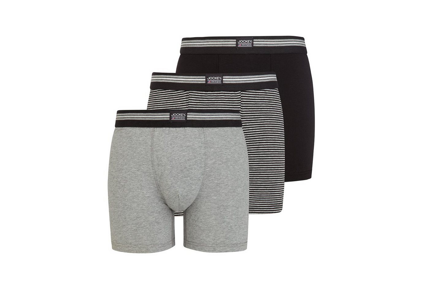 Jockey Trunk Cotton Stretch (3er Pack) Mittlere Bundhöhe, längeres Bein, Logobund