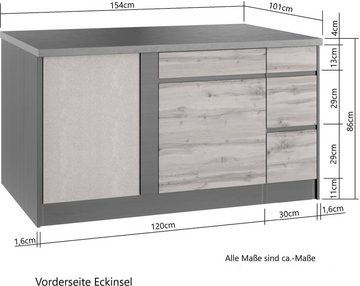 Kochstation Küche KS-Riesa, Stellbreite 490/153 cm, ohne E-Geräte