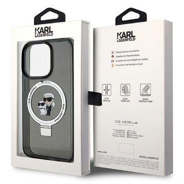 KARL LAGERFELD Handyhülle iPhone 15 Pro aufstellbar Magsafe kompatibel schwarz 6,1 Zoll, Kantenschutz