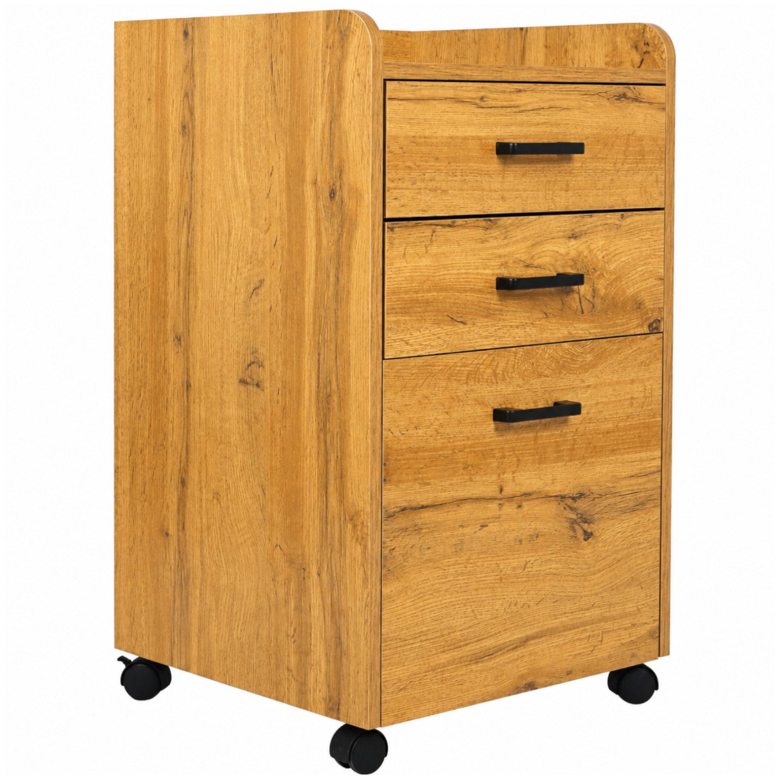 BEGRYF Rollcontainer Eichefarben 40 x 42 x 72 cm, mit 3 Schubladen, auf Rollen