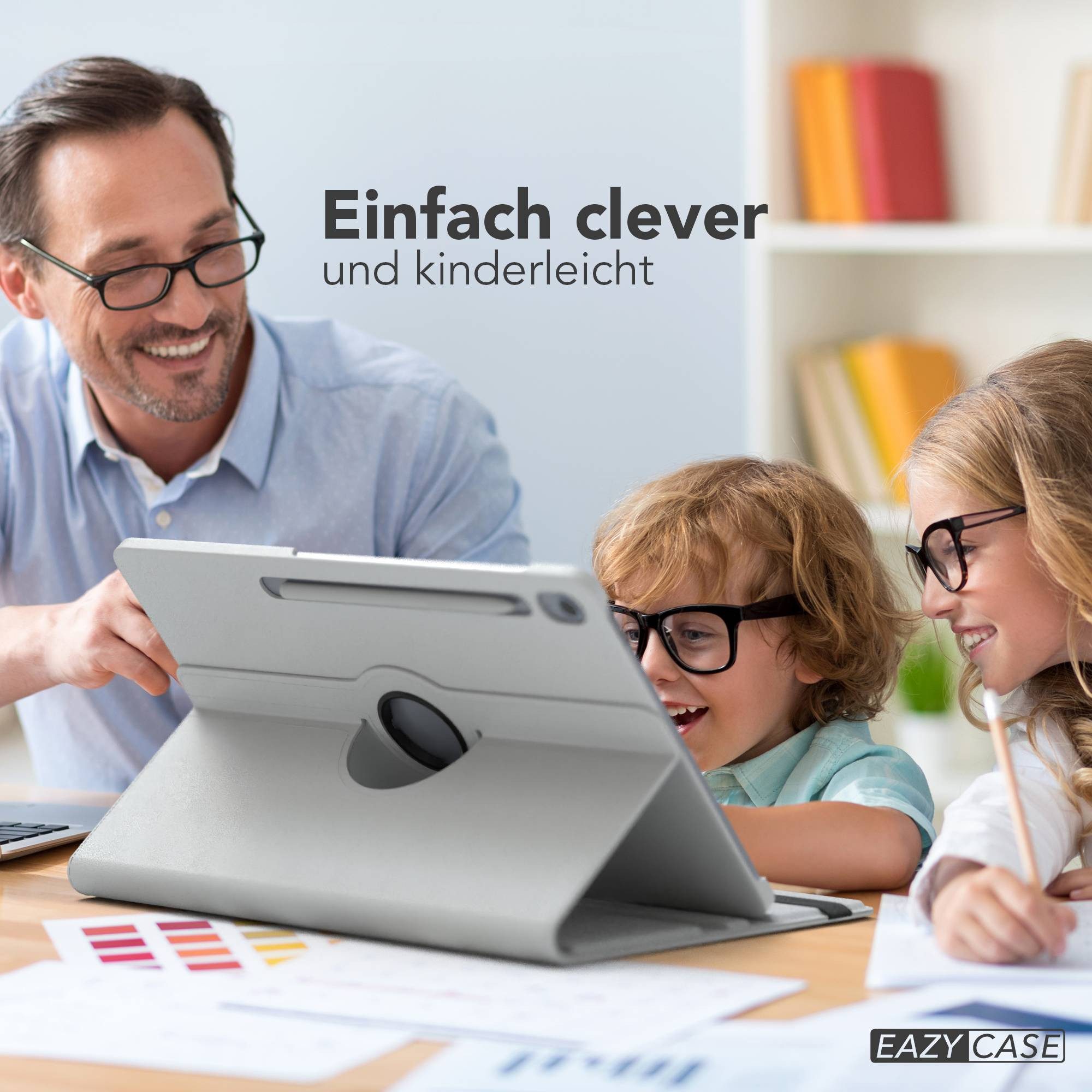 EAZY CASE Tablet-Hülle Rotation Case für Galaxy Tab S10 FE Plus 13,1 Zoll, Tablet Schutzhülle kratzfest stoßfest drehbar 360 Grad Weiß – Bild 3 von 5