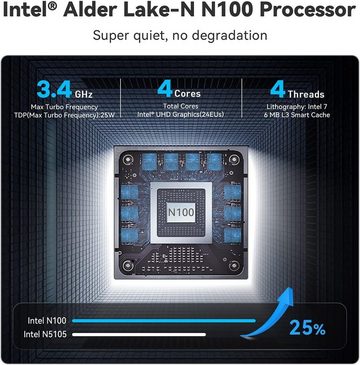 Beelink Mini-PC (Intel Celeron N100, Intel UHD Grafik, 16 GB RAM, 500 GB HDD, Mini S12 Mini PC, Intel 12. Prozessor WiFi 6 W11 Pro)