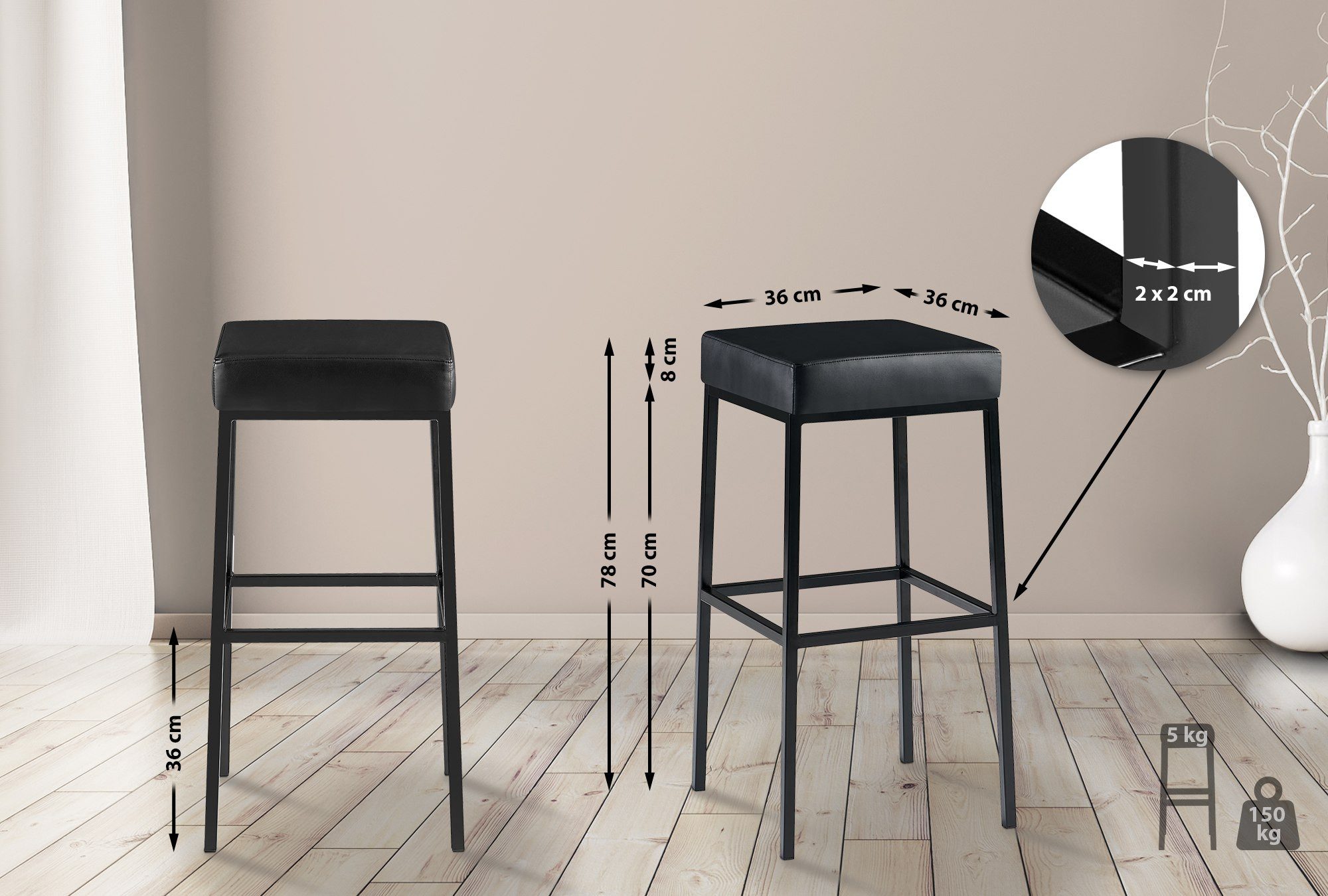 CLP Barhocker Montreal 80 Kunstleder (2er Set, 2 St., 2er), Kunstlederbezüg günstig online kaufen