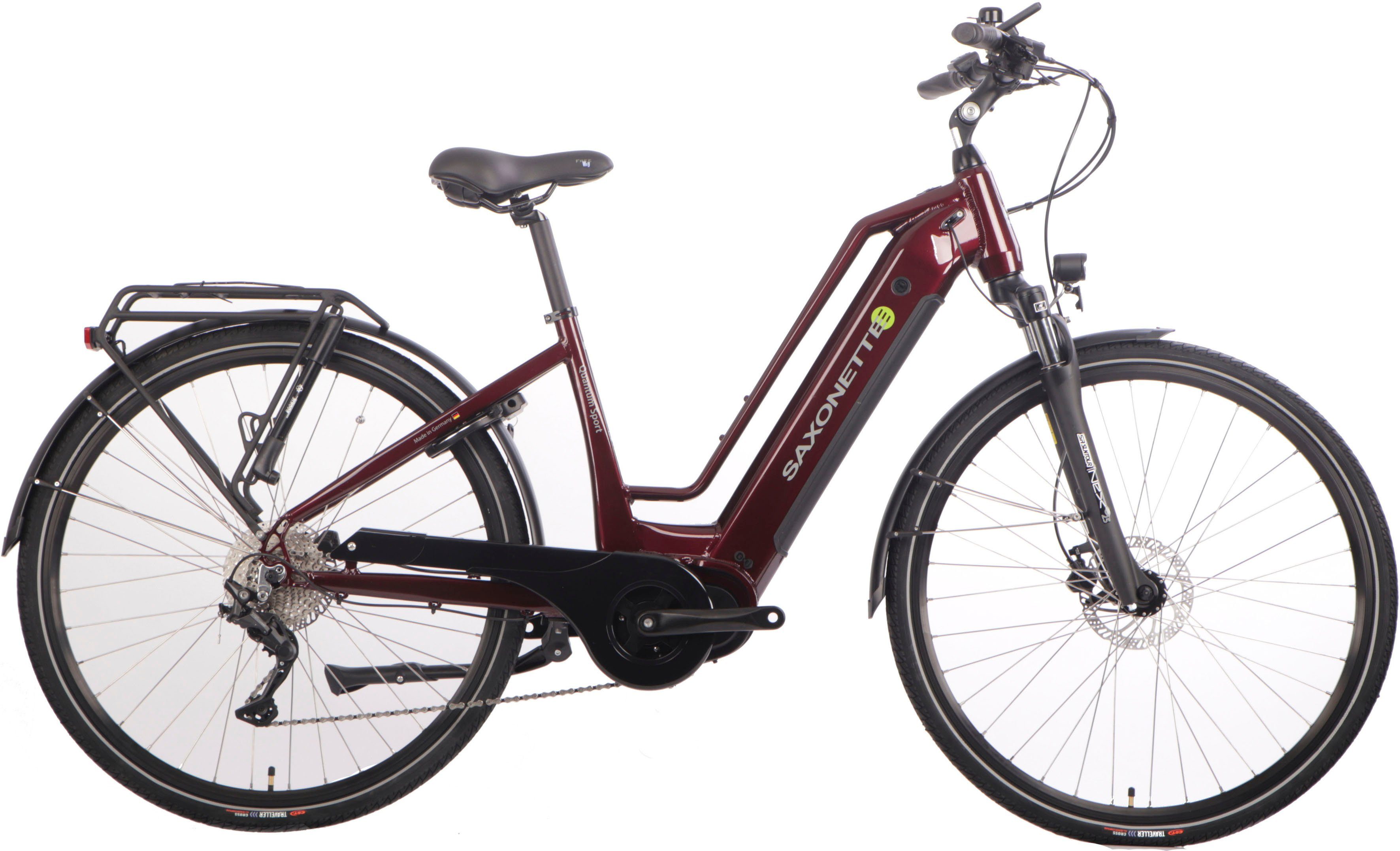 SAXONETTE E-Bike Trekkingrad Quantum Sport, 10 Gang Shimano, Kettenschaltung, Mittelmotor, 540 Wh, Pedelec, Elektrofahrrad für Damen u. Herren