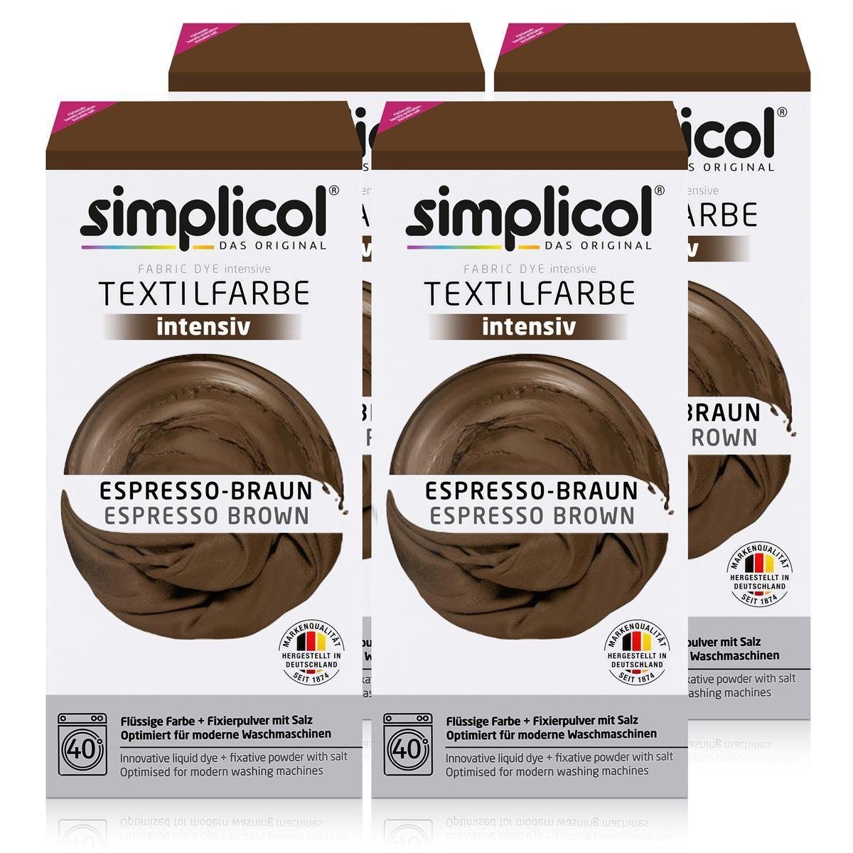 Textilfarbe Simplicol Textilfarbe intensiv Espresso-Braun - Einfaches Färben (4er